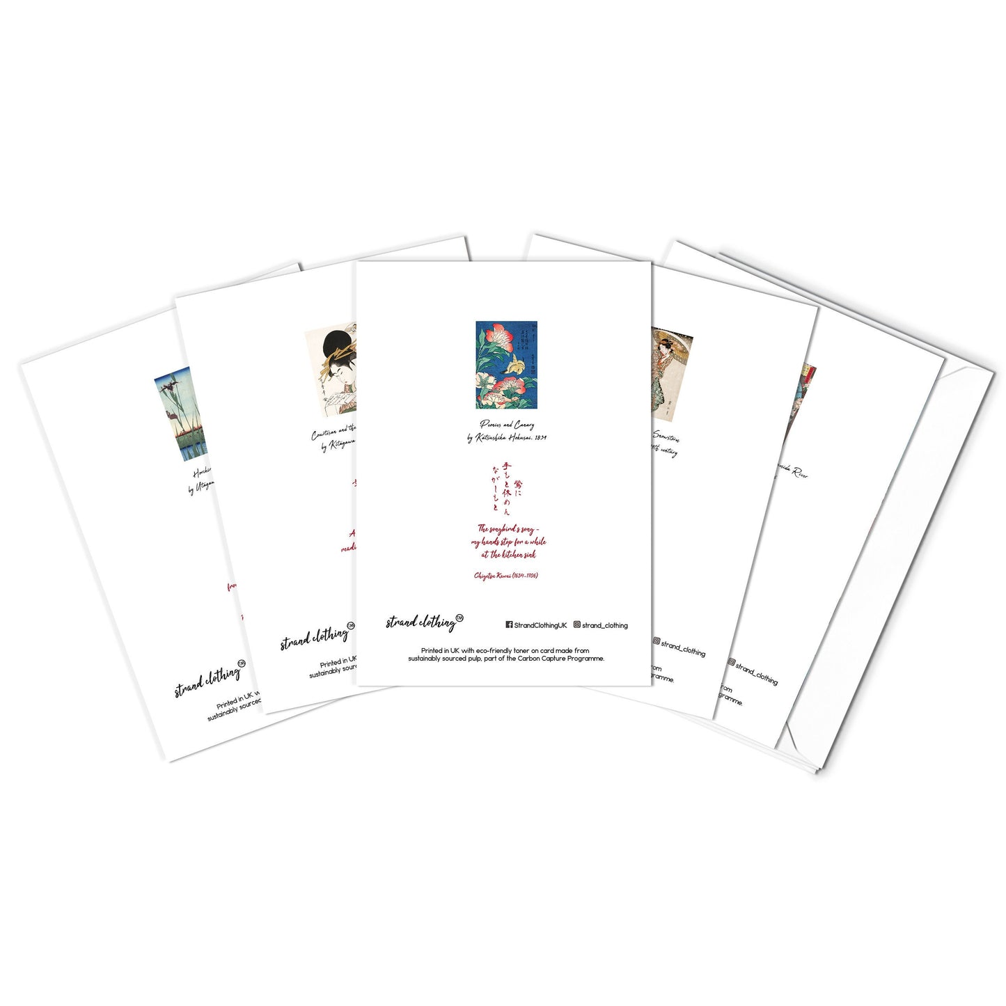 Japanese Ukiyo-e Art Greeting Cards Birthday Card Set of 5 Bundle Valentines Woodblock Print Aesthetic Hiroshige Hokusai Haiku Elegant Maiko