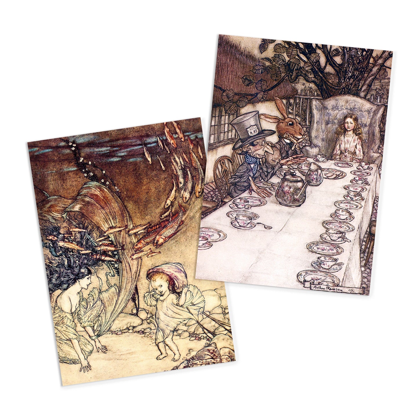 Fairy Tale Illustrations Art Postcards Set of 10 - Postcard Prints Pack Arthur Rackham Alice In Wonderland Fairies Fairy Mermaid Cards Gift