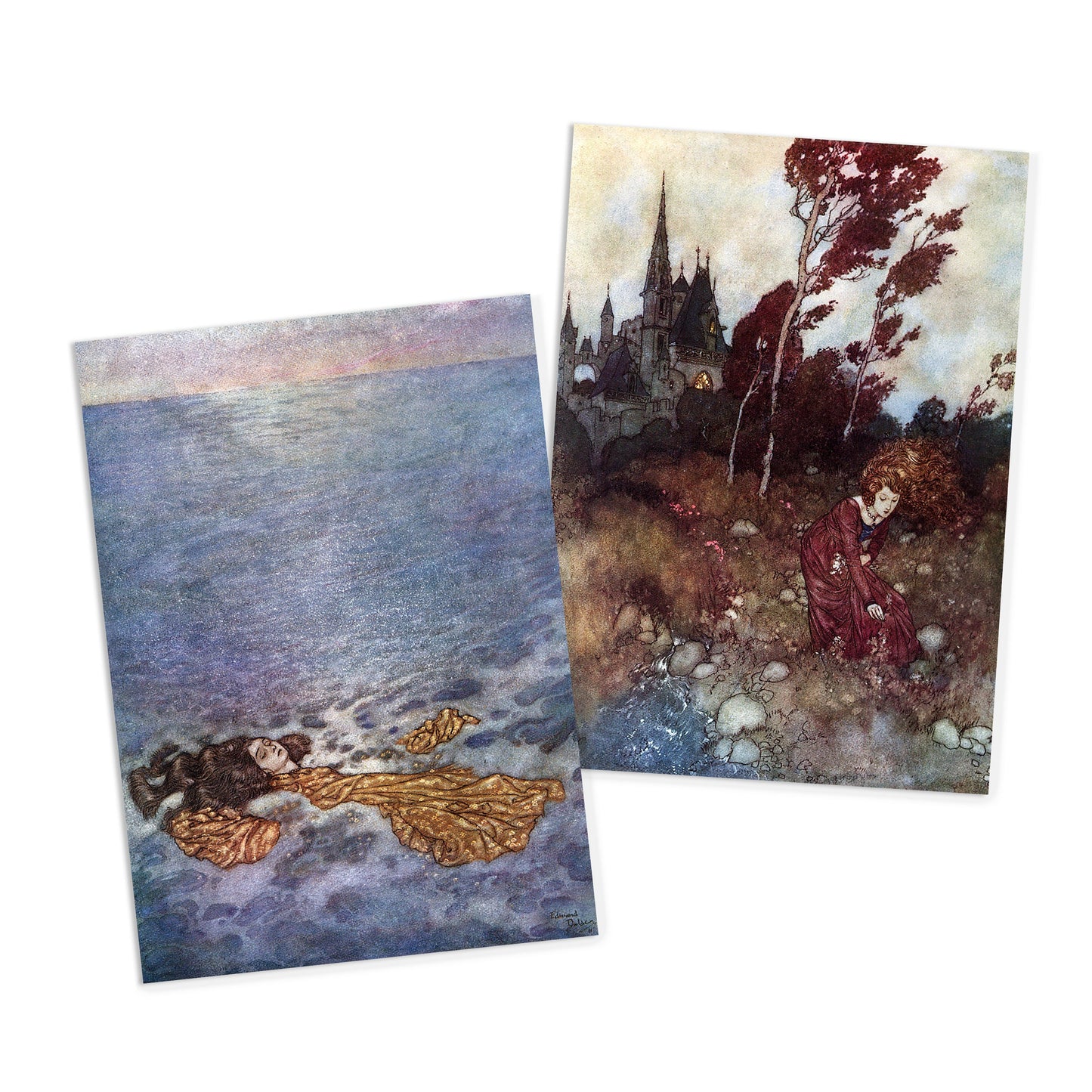 Fairy Tale Illustrations Art Postcards Set of 10 - Postcard Prints Pack Edmund Dulac Princess Pretty Beautiful Fairies Fairy Mermaid Cards
