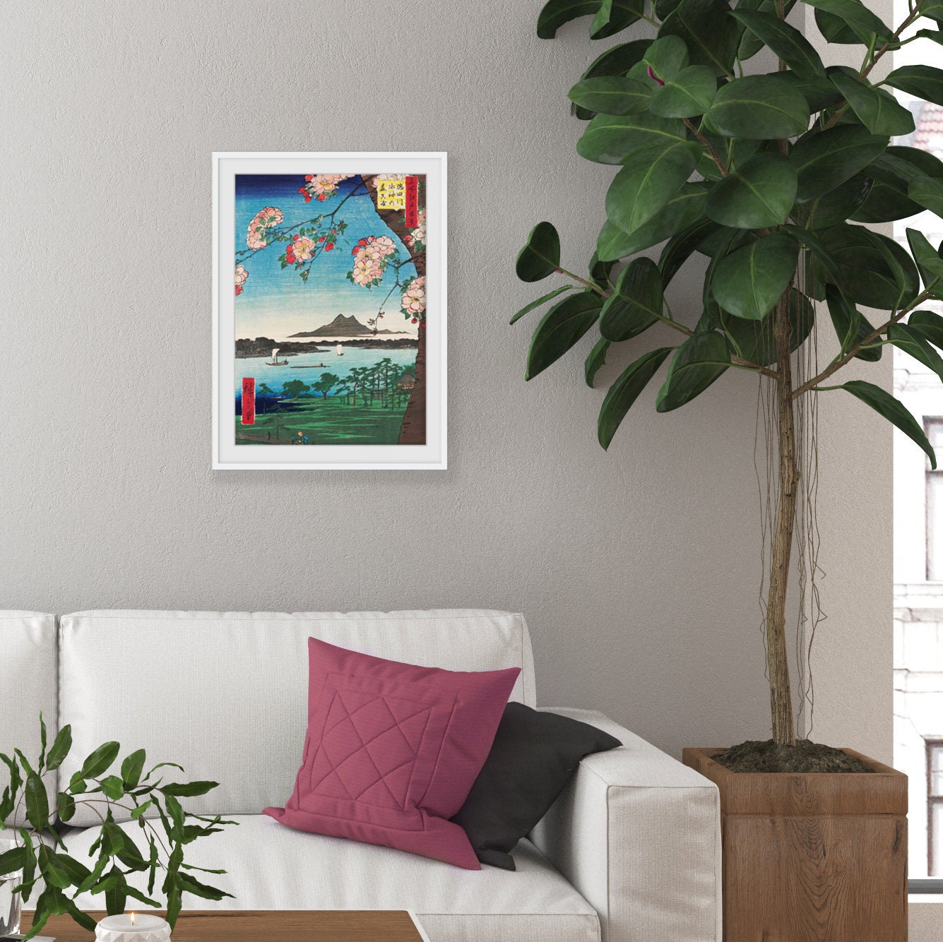 Japanese Ukiyo-e Art Print Poster Woodblock Wall Art Hiroshige Sakura Cherry Blossoms Flowers Tattoo Beautiful Japan Calligraphy Haiku A3