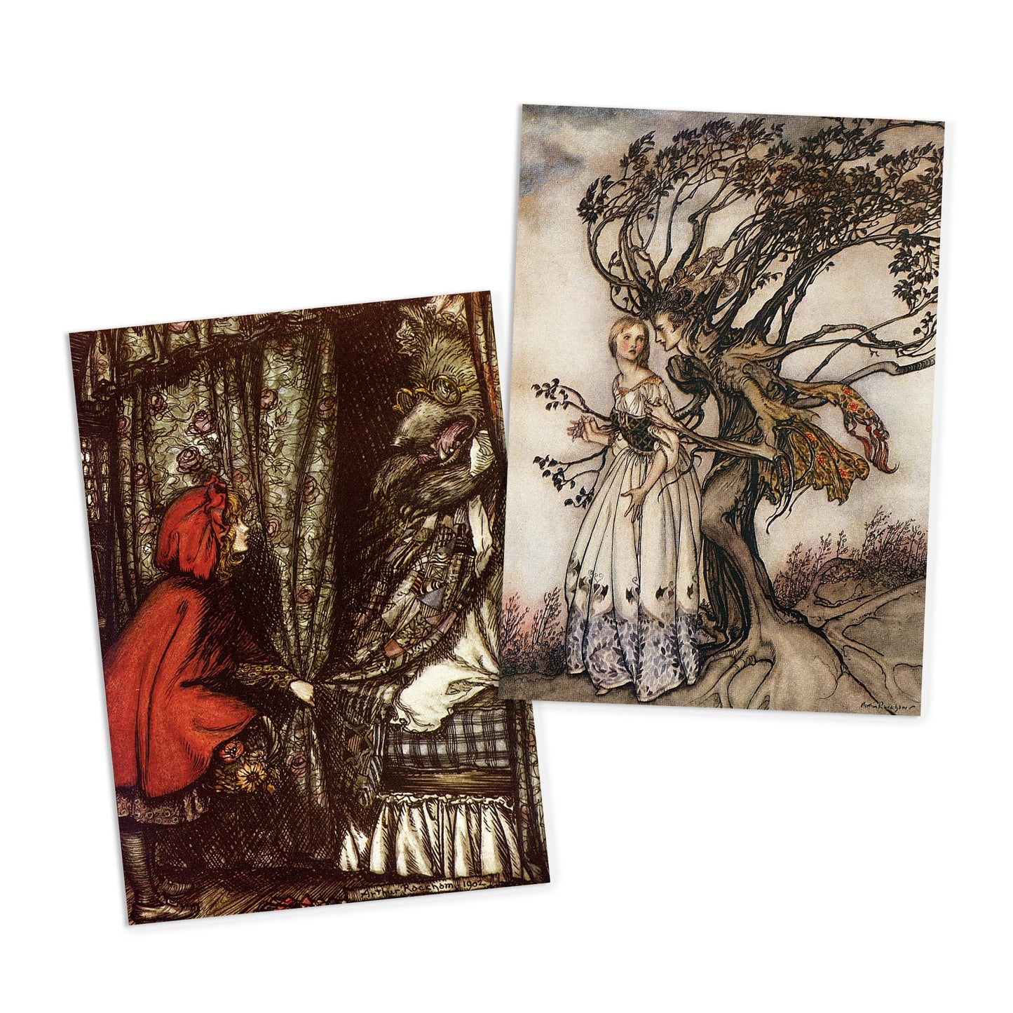 Fairy Tale Illustrations Art Postcards Set of 10 - Postcard Prints Pack Arthur Rackham Alice In Wonderland Fairies Fairy Mermaid Cards Gift