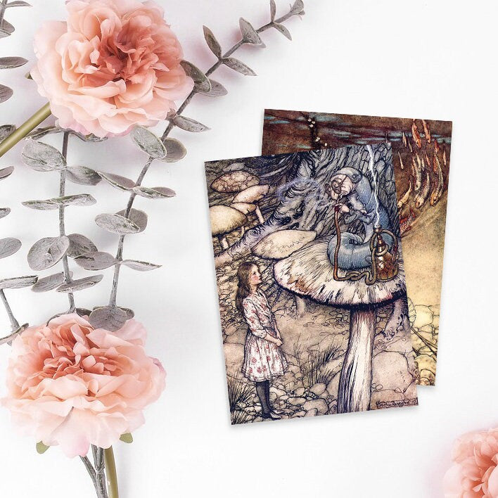 Fairy Tale Illustrations Art Postcards Set of 10 - Postcard Prints Pack Arthur Rackham Alice In Wonderland Fairies Fairy Mermaid Cards Gift