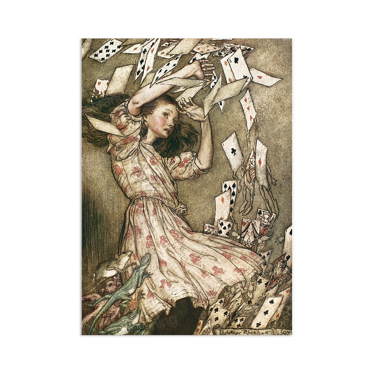 Alice In Wonderland Vintage Art Print Poster Quirky Wall Art Antique Book Illustration Cards Arthur Rackham Victorian Edwardian Beautiful A3