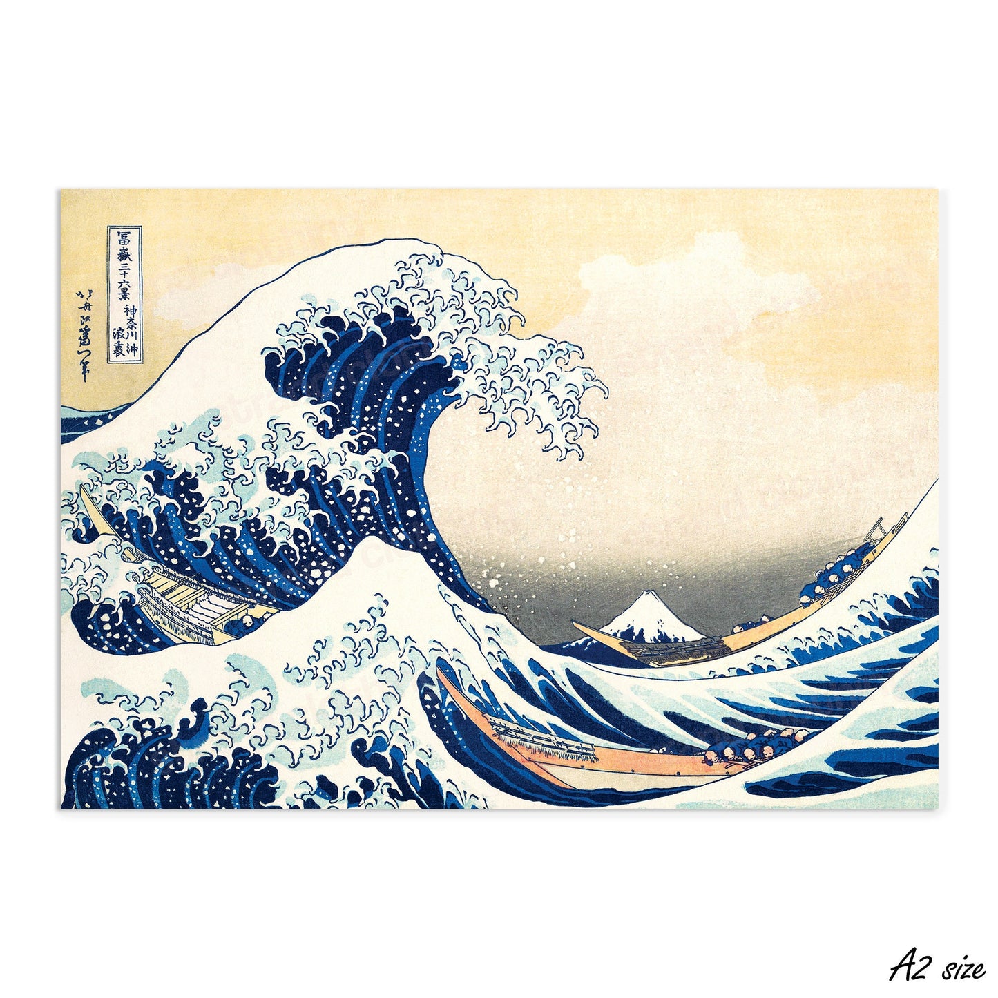 Japanese Ukiyo-e Art Print Poster Woodblock Wall Art Hokusai Kanagawa Wave Mount Fuji San Beautiful Tattoo Japan Calligraphy Aesthetic A3
