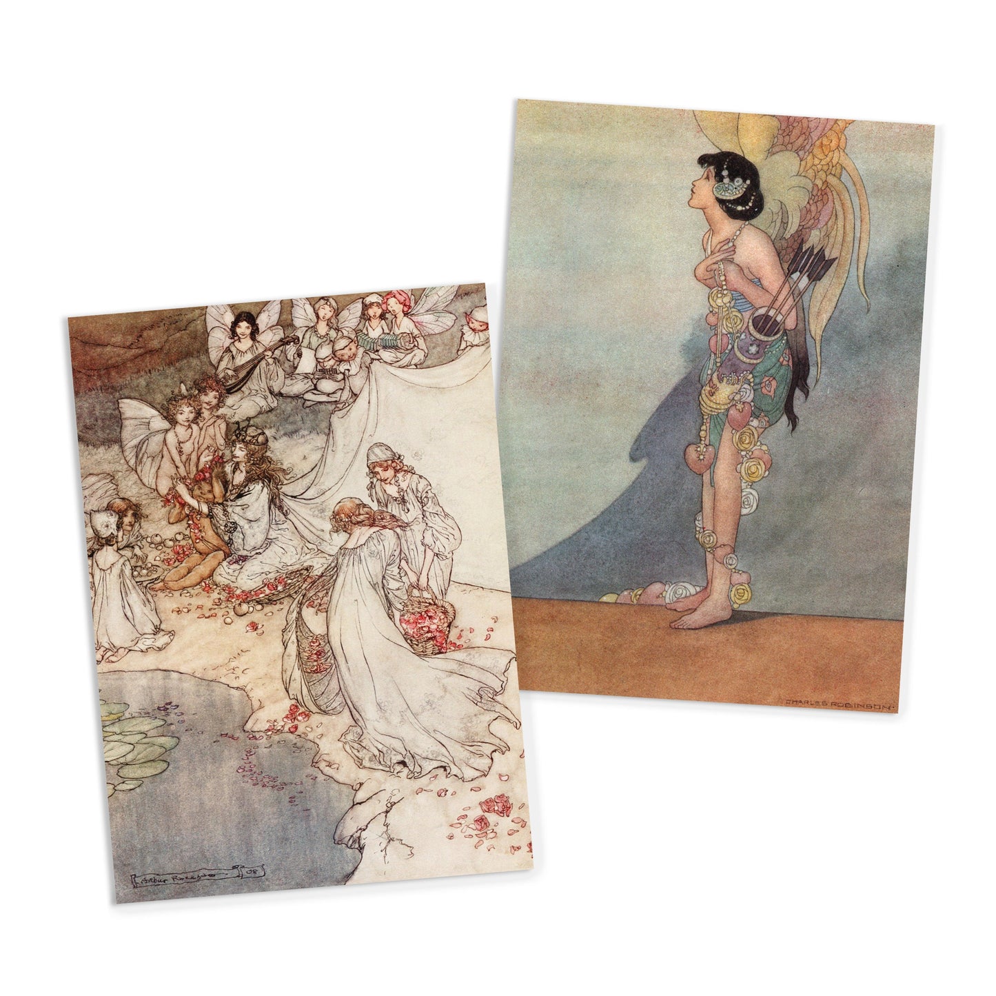 Fairy Tale Illustrations Art Postcards Set of 10 - Postcard Prints Pack Rackham Dulac Sterrett Alice In Wonderland Pretty Beautiful Cards