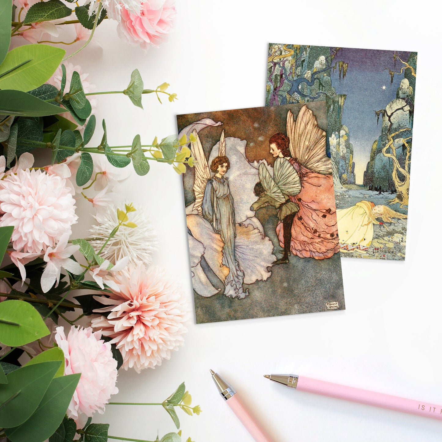 Fairy Tale Illustrations Art Postcards Set of 10 - Postcard Prints Pack Rackham Dulac Sterrett Alice In Wonderland Pretty Beautiful Cards