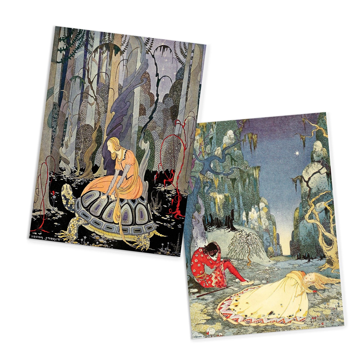 Fairy Tale Illustrations Art Postcards Set of 10 - Postcard Prints Pack Rackham Dulac Sterrett Alice In Wonderland Pretty Beautiful Cards