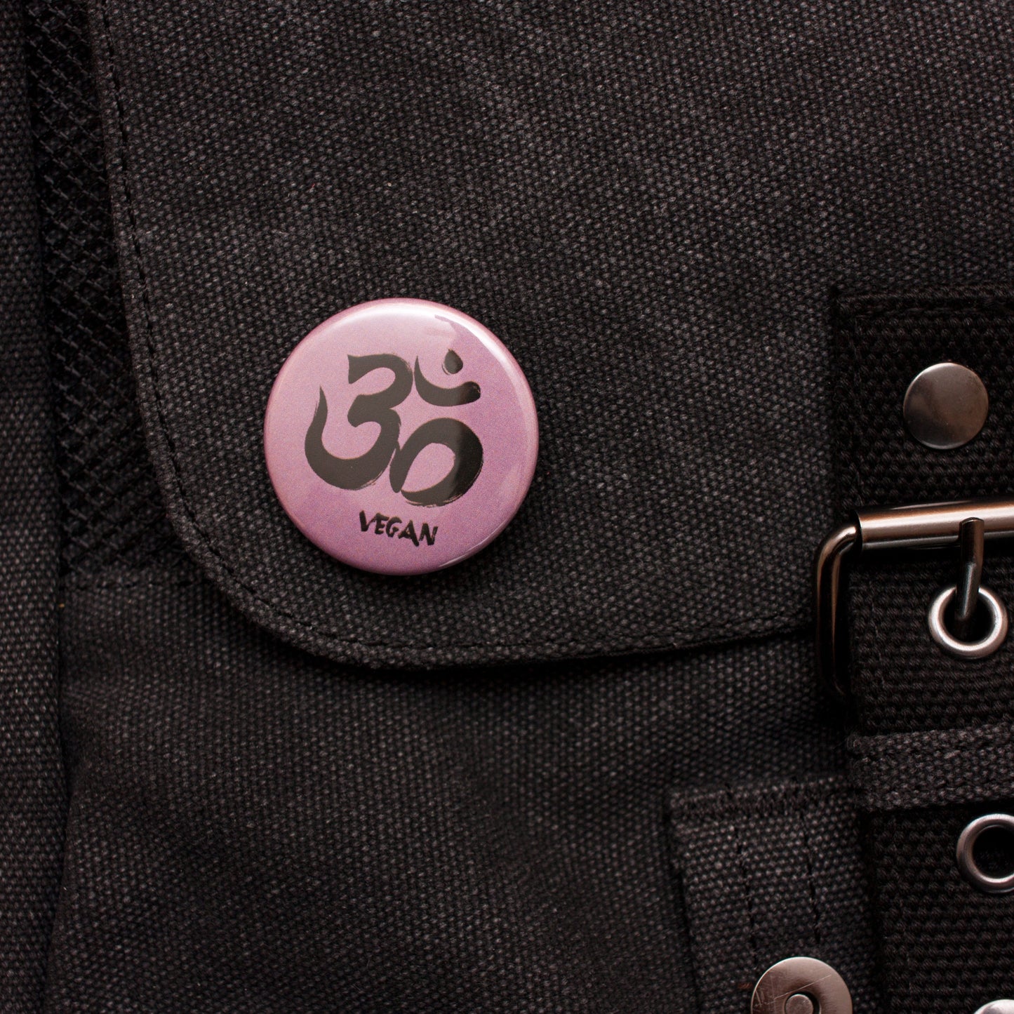 Om Vegan Badge Animal Liberation Rights Veggie Herbivore Sanskrit 38mm Pin Button Badge Gift Gifts Anti Meat Dairy Hunt Sabs Saboteurs