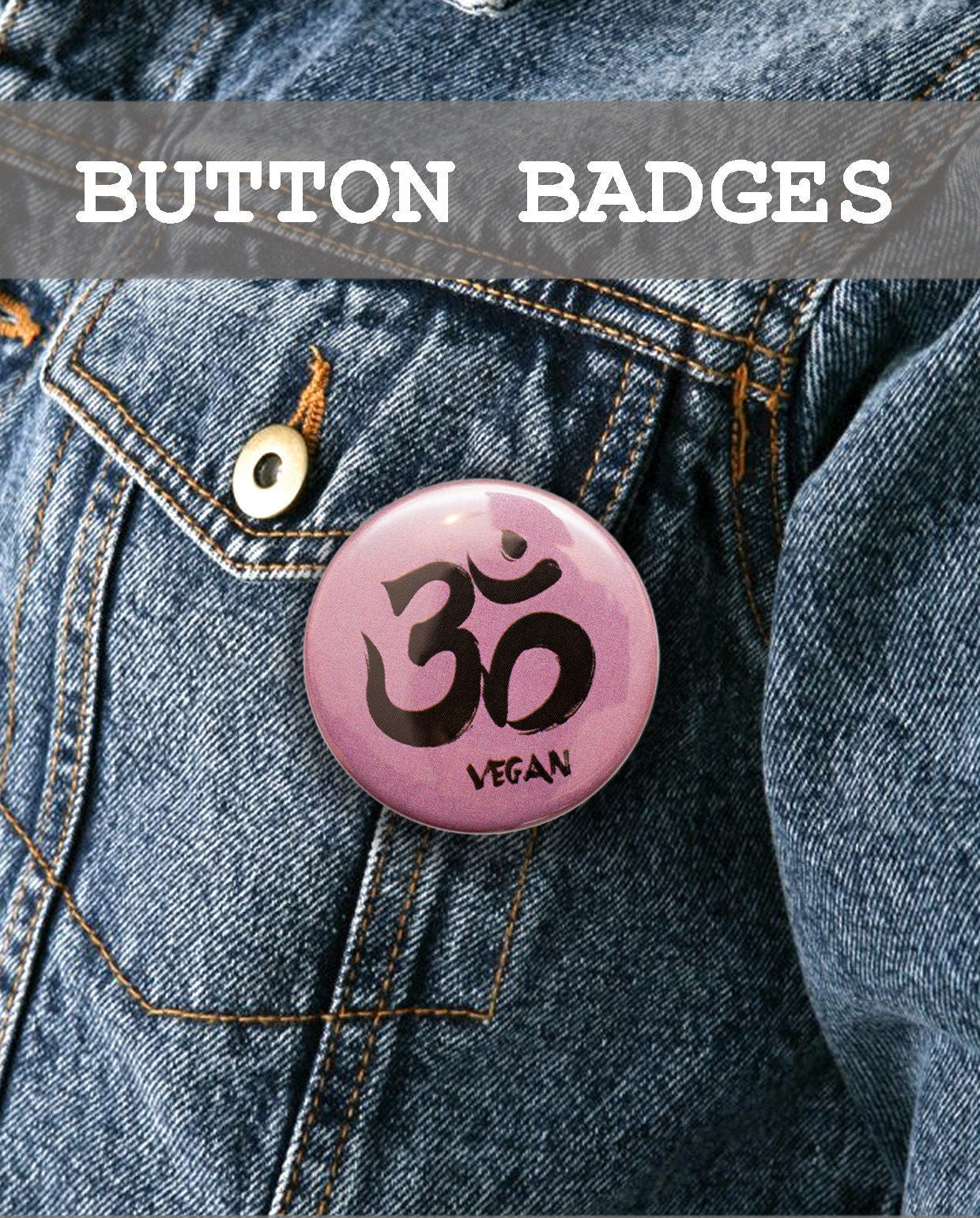 Om Vegan Badge Animal Liberation Rights Veggie Herbivore Sanskrit 38mm Pin Button Badge Gift Gifts Anti Meat Dairy Hunt Sabs Saboteurs