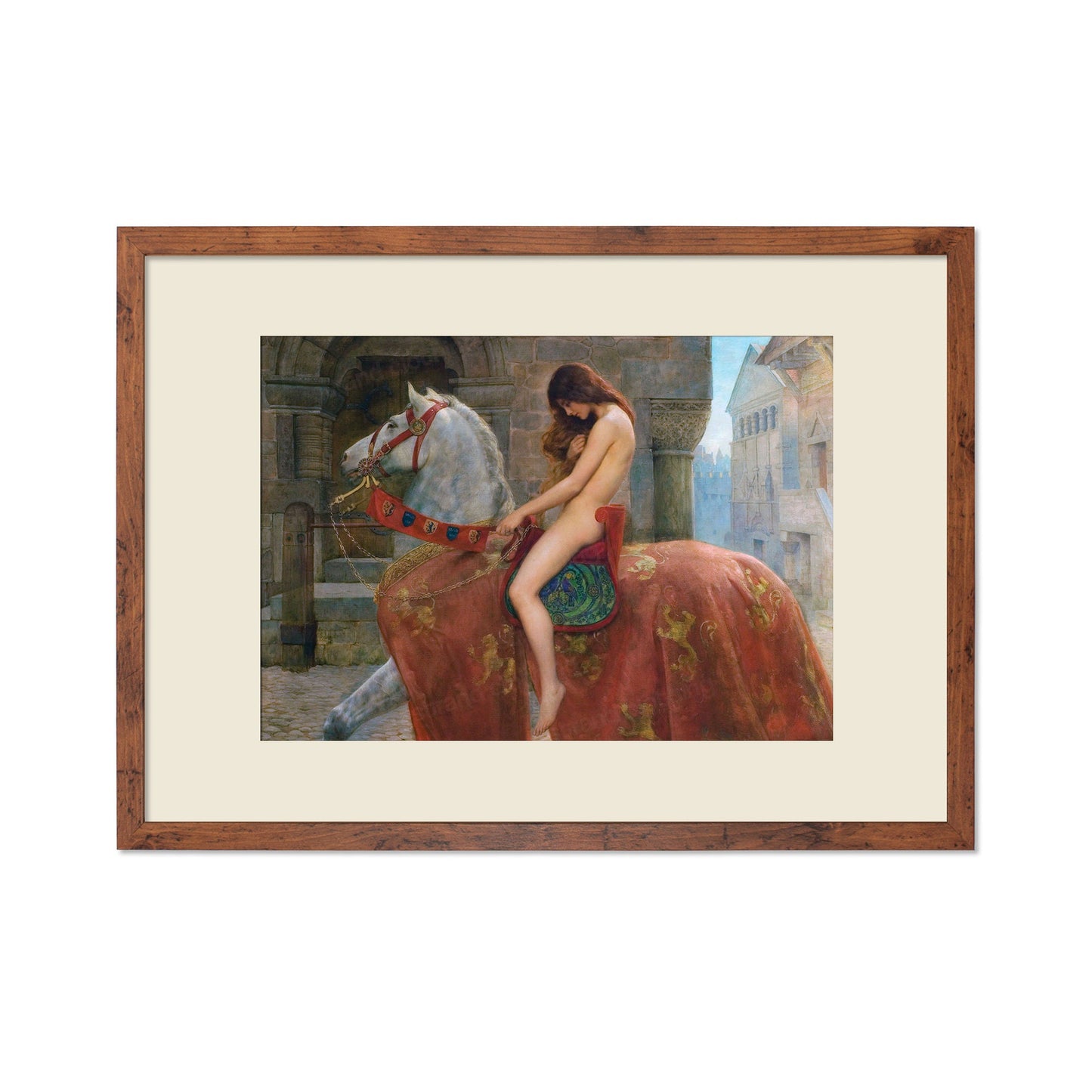 Framed Mounted Lady Godiva Vintage Art Print Poster Antique John Collier Painting Pre Raphaelites Female Power Feminist Victorian Edwardian