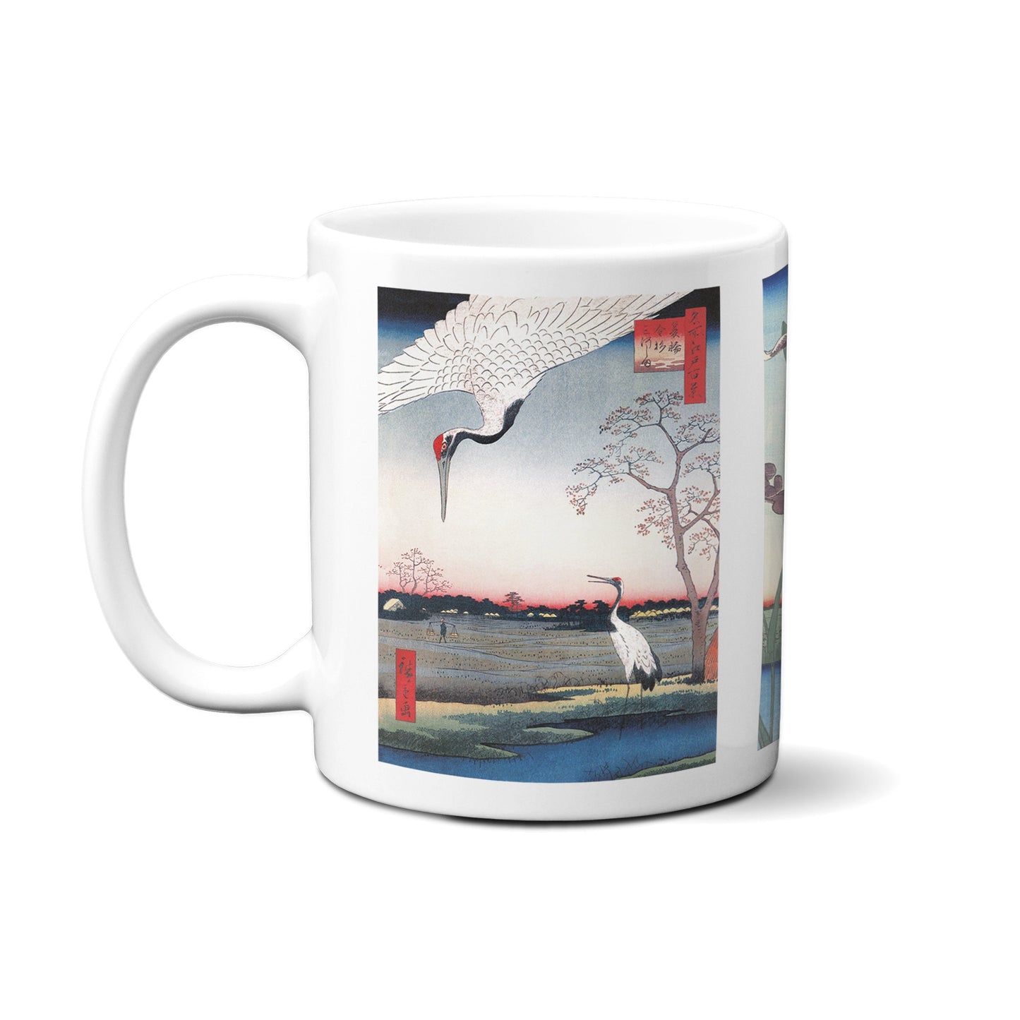 Japanese Ukiyo-e Art Mug Cup with a Box Boxed Woodblock Print Hiroshige Landscape Flowers Cranes Iris Sakura Beautiful Kawaii Japan Gift