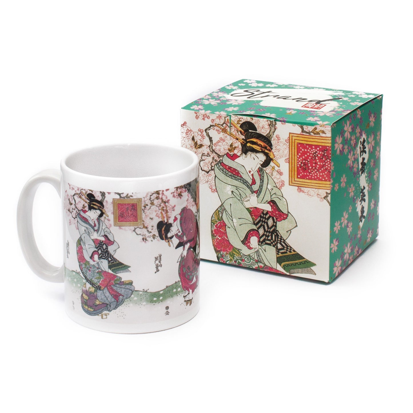 Japanese Ukiyo-e Art Mug Cup with a Box Boxed Woodblock Print Keisai Eisen Bijin Geisha Maiko Kimono Beautiful Cute Kawaii Japan Gift