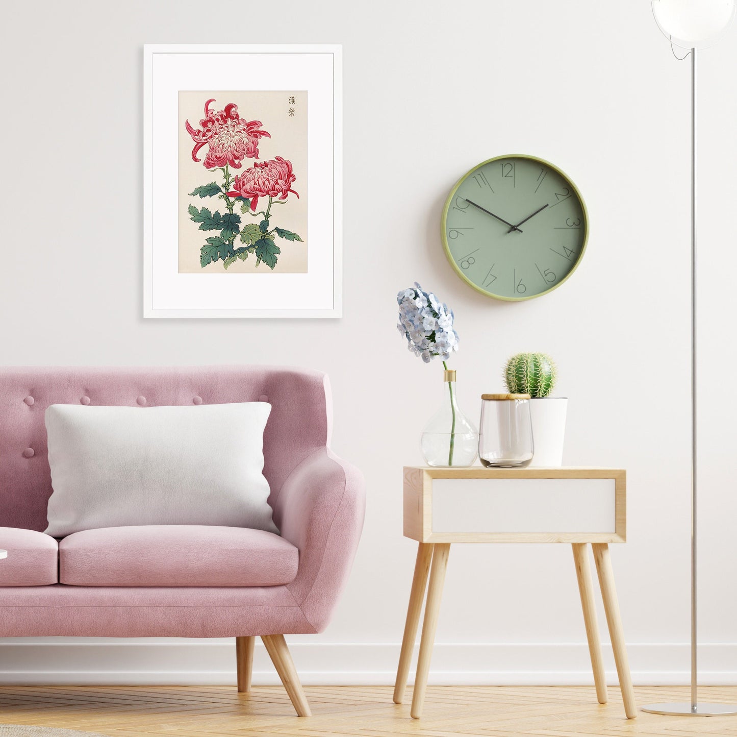 Framed Mounted Japanese Ukiyo-e Wall Art Print Poster Woodblock Keika Hasegawa Chrysanthemums Flowers Landscape Tattoo Beautiful Calligraphy