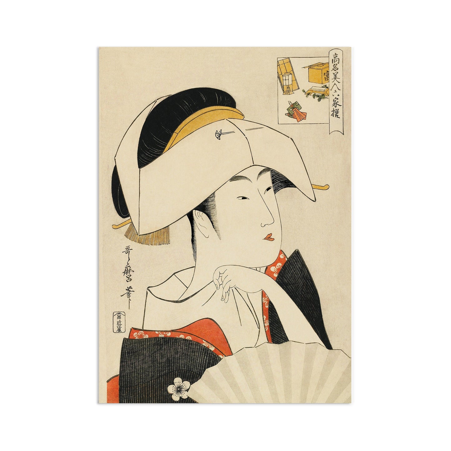Japanese Ukiyo-e Art Print Poster Woodblock Wall Decor Kitagawa Utamaro Geisha Maiko Elegant Cute Kimono Tattoo Beautiful Japan Calligraphy