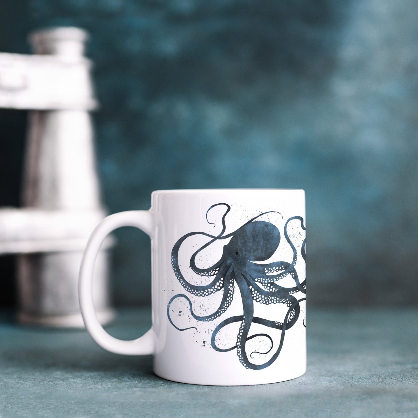 Japanese Octopus Ukiyo-e Art Mug Cup with Box Boxed Woodblock Print Samurai Tattoo Bushido Monster Kanji Gyotaku Japan Koi Calligraphy Gift