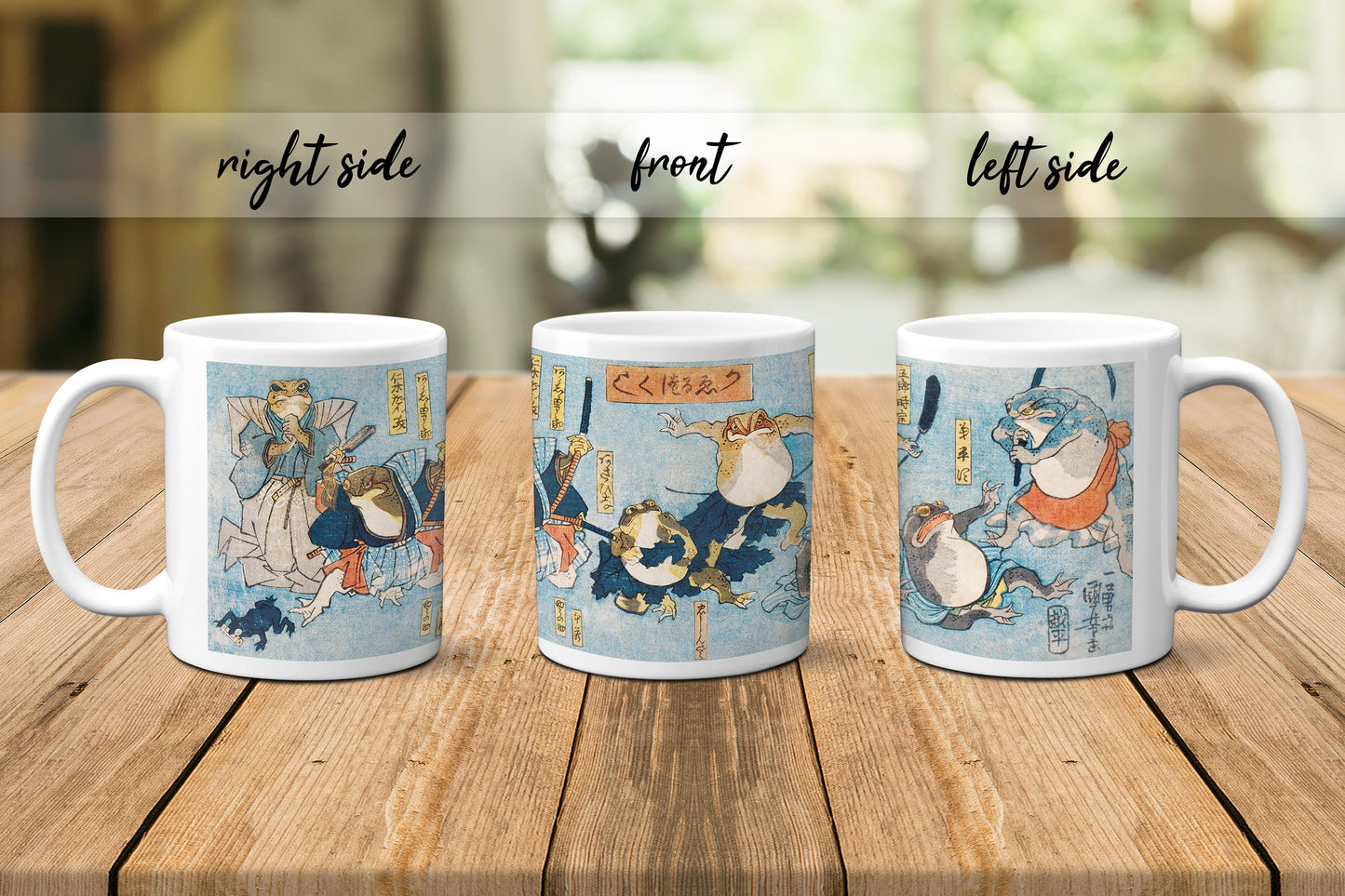 Japanese Ukiyo-e Art Mug Cup with a Box Boxed Woodblock Print Utagawa Kuniyoshi Samurai Ninja Frogs Sword Kawaii Martial Arts Japan Gift