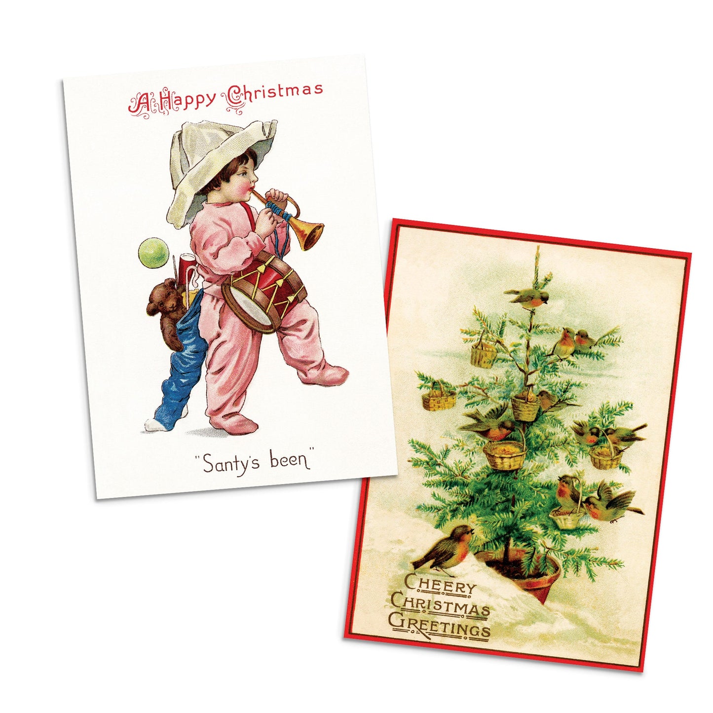 Victorian Greeting Cards Christmas Card Set of 10 Xmas Tree New Year Winter Edwardian English British Vintage Retro Santa Angel Cute Unique