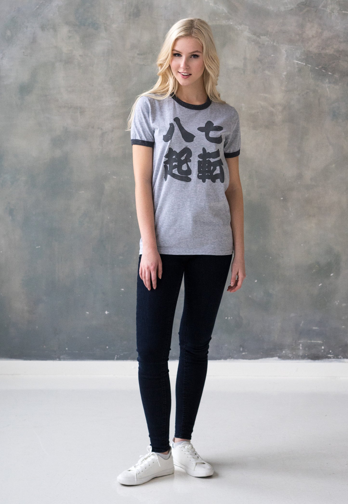 Japanese Ringer T Shirt Shichiten Hakki Japan Yoga Gym Inspirational Positive Motivational Graphic Printed Womens Mens Screen Printed Tee
