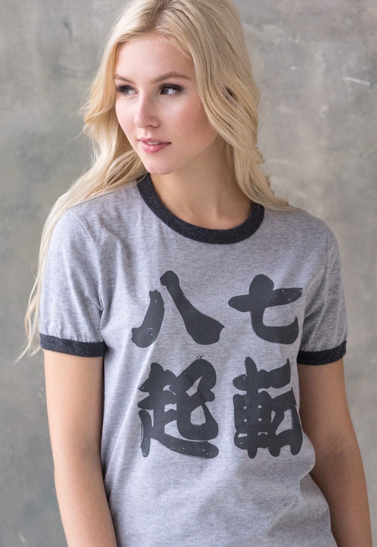 Japanese Ringer T Shirt Shichiten Hakki Japan Yoga Gym Inspirational Positive Motivational Graphic Printed Womens Mens Screen Printed Tee