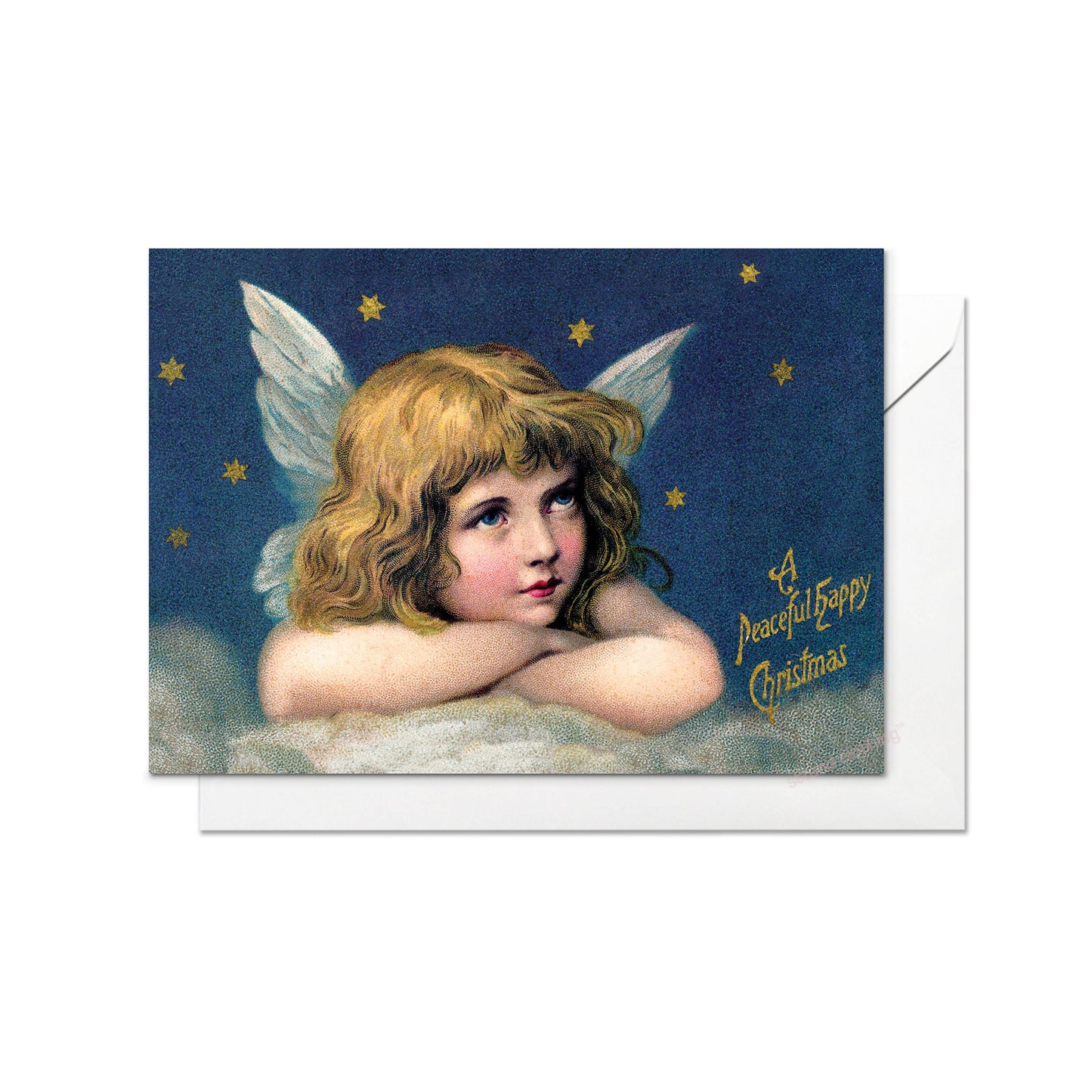 Victorian Greeting Cards Christmas Card Set Xmas Tree New Year Winter Edwardian British Vintage Old Retro Angel Girl Cute Beautiful - A01