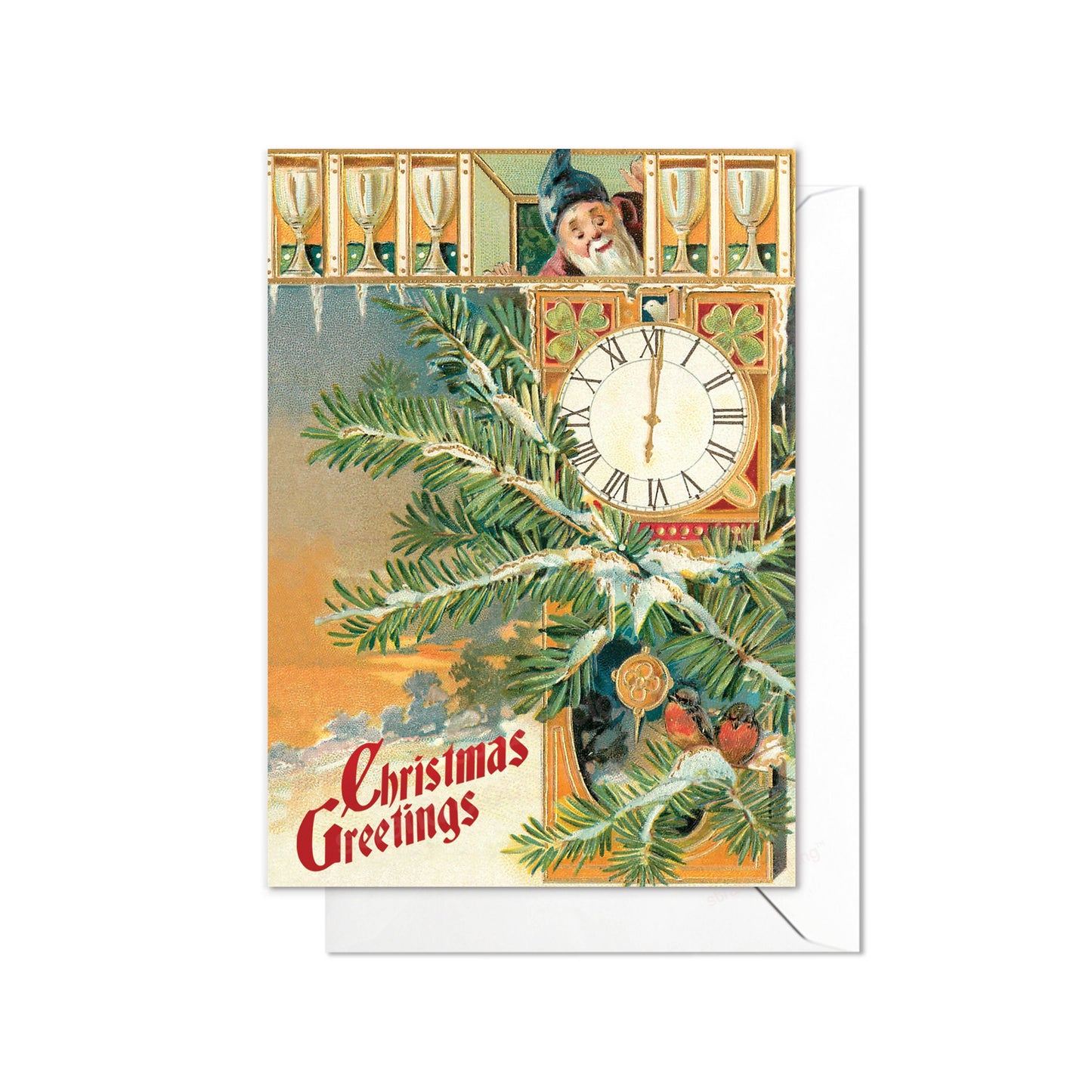 Victorian Greeting Cards Christmas Card Set Xmas Tree New Year Winter Edwardian English British Vintage Old Retro Santa Gnome Cute - G12