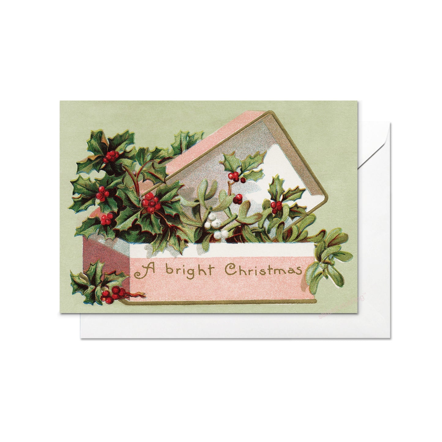 Victorian Greeting Cards Christmas Card Set Xmas Tree New Year Winter Edwardian English British Vintage Old Retro Holly Santa Pretty - P95