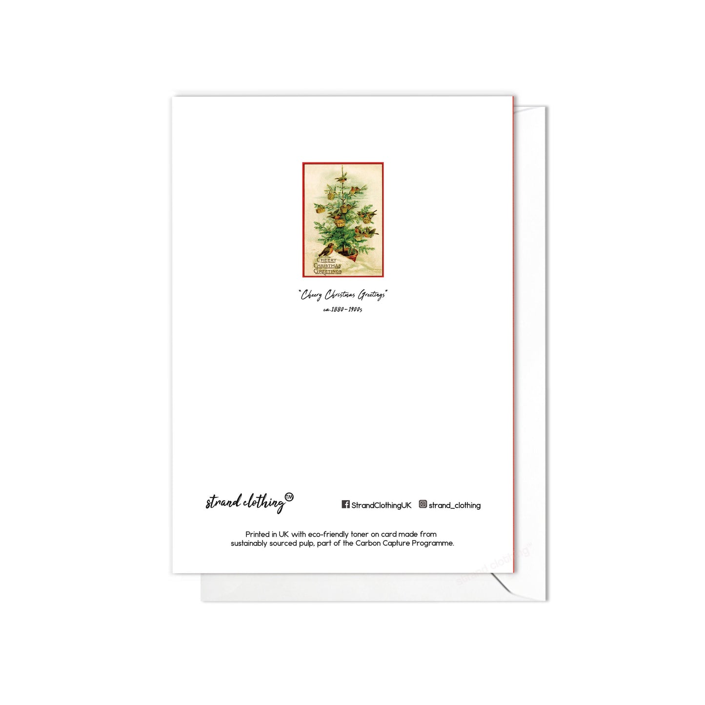 Victorian Greeting Cards Christmas Card Set Xmas Tree New Year Winter Edwardian British Vintage Old Retro Robin Birds Cute Pretty - T16