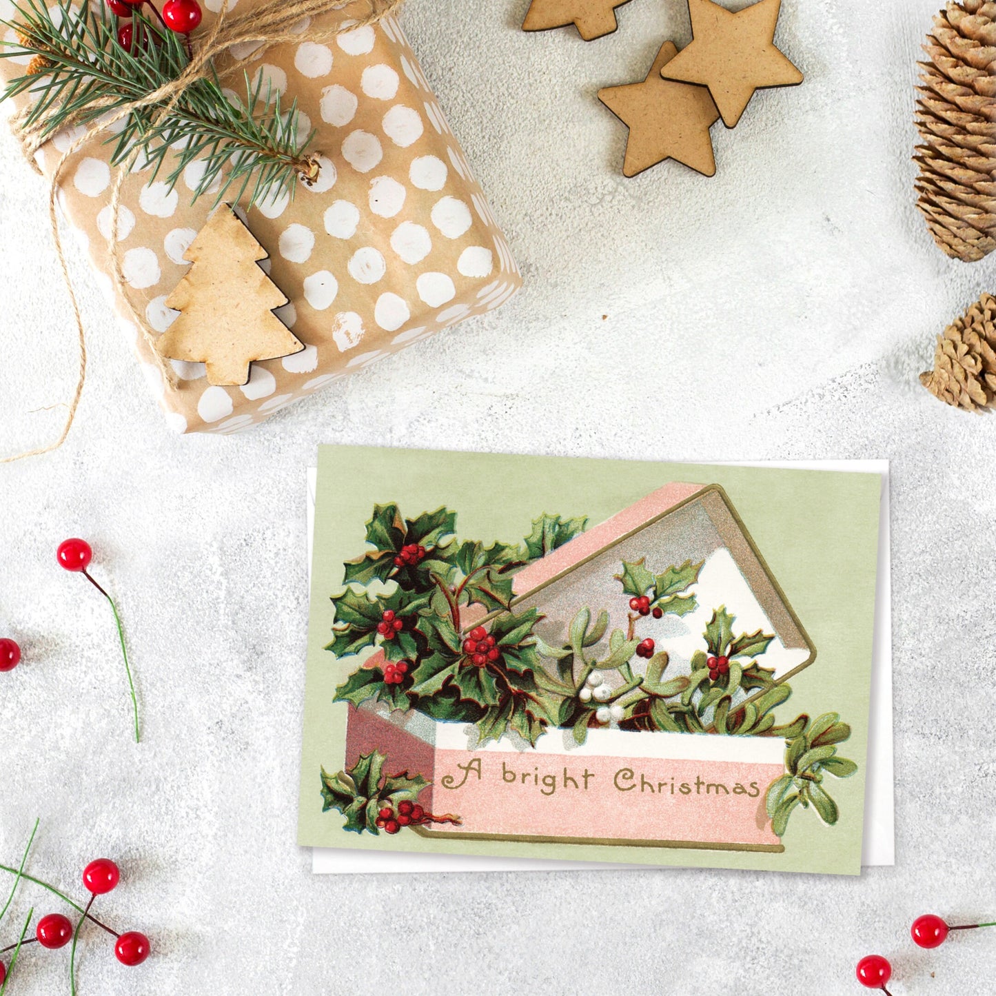 Victorian Greeting Cards Christmas Card Set Xmas Tree New Year Winter Edwardian English British Vintage Retro Santa Robin Angel Cute Unique