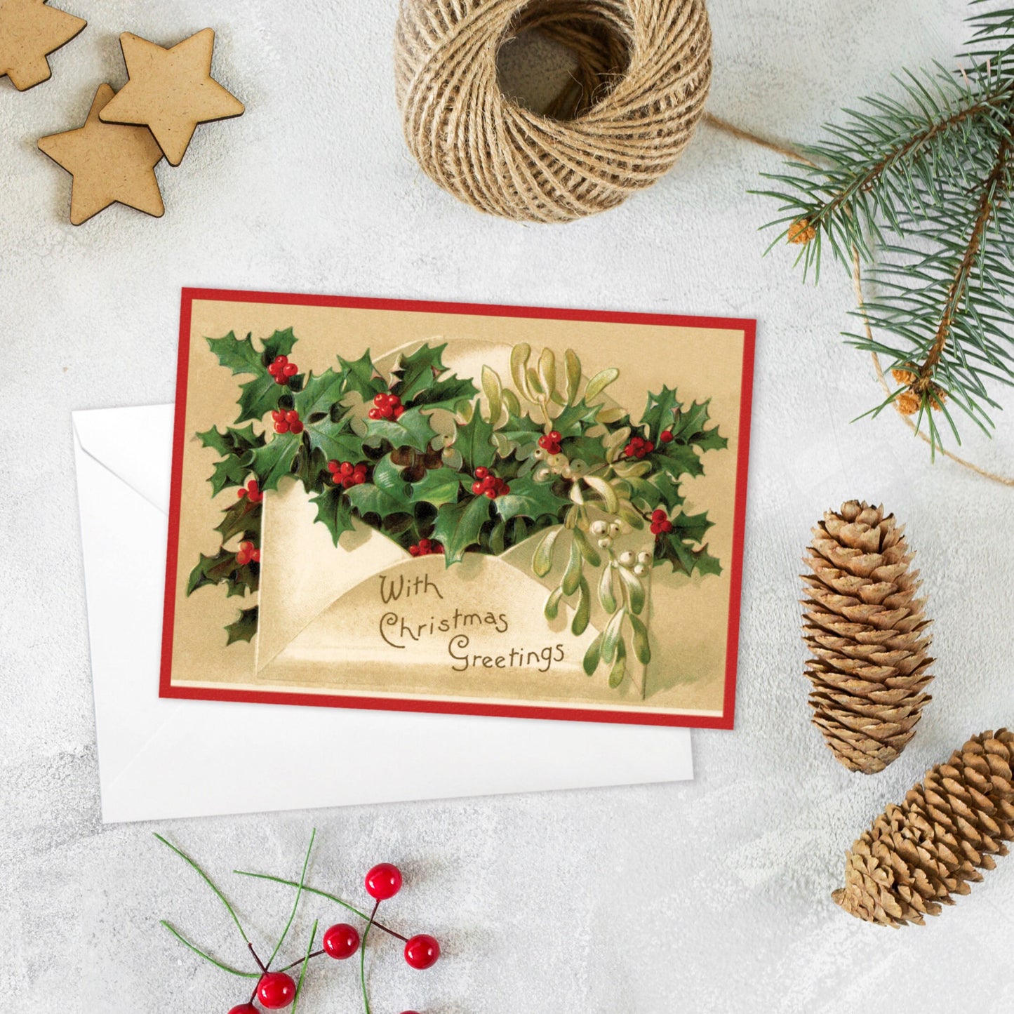 Victorian Greeting Cards Christmas Card Set Xmas Tree New Year Winter Edwardian English British Vintage Retro Santa Angel Cute Unique Pretty