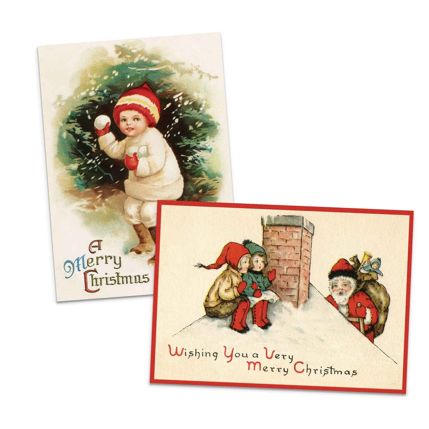 Victorian Greeting Cards Christmas Card Set of 10 Xmas Tree New Year Winter Edwardian English British Vintage Retro Santa Angel Cute Quirky