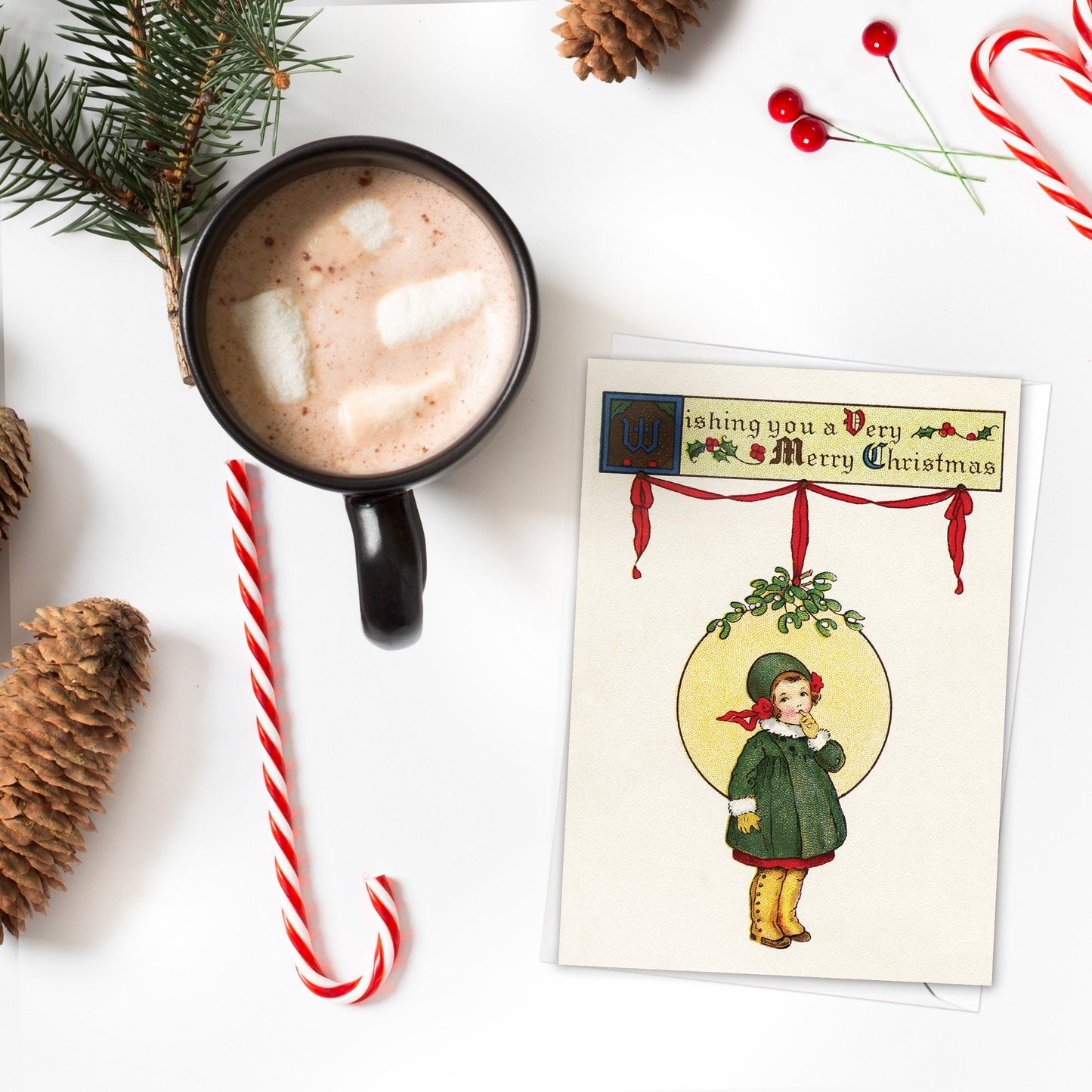 Victorian Greeting Cards Christmas Card Set of 10 Xmas Tree New Year Winter Edwardian English British Vintage Retro Santa Angel Cute Quirky