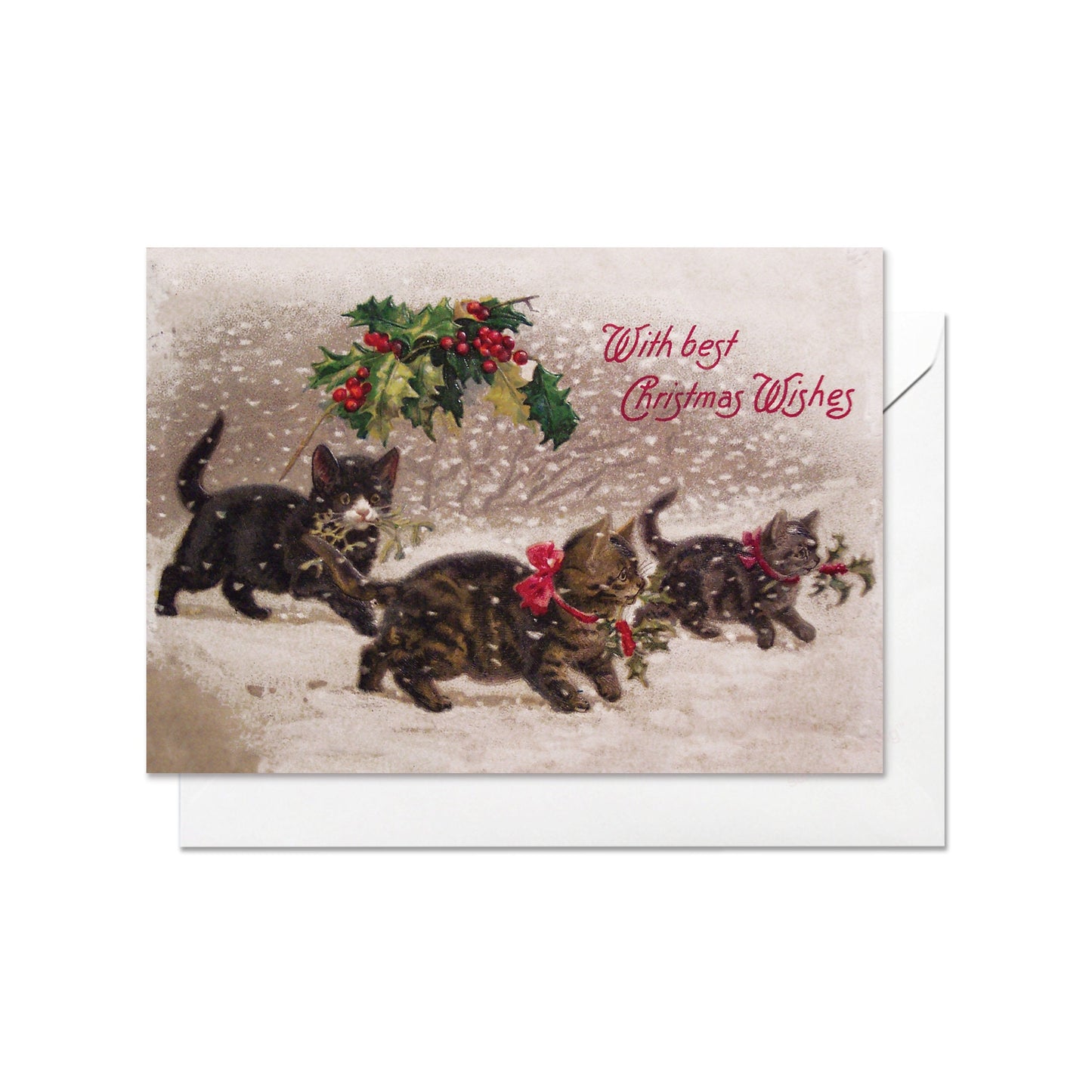 Victorian Greeting Cards Christmas Card Set Xmas Snow New Year Winter Edwardian Vintage Retro Cats Kitten Kawaii Kitsch Cute Funny - K33
