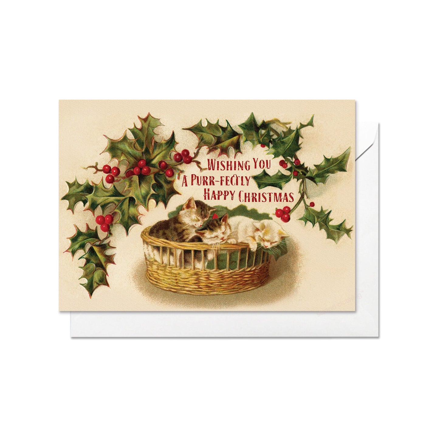 Victorian Greeting Cards Christmas Card Set Xmas New Year Winter Edwardian Vintage Retro Cat Kitten Kawaii Kitsch Cute Funny Antique - B37
