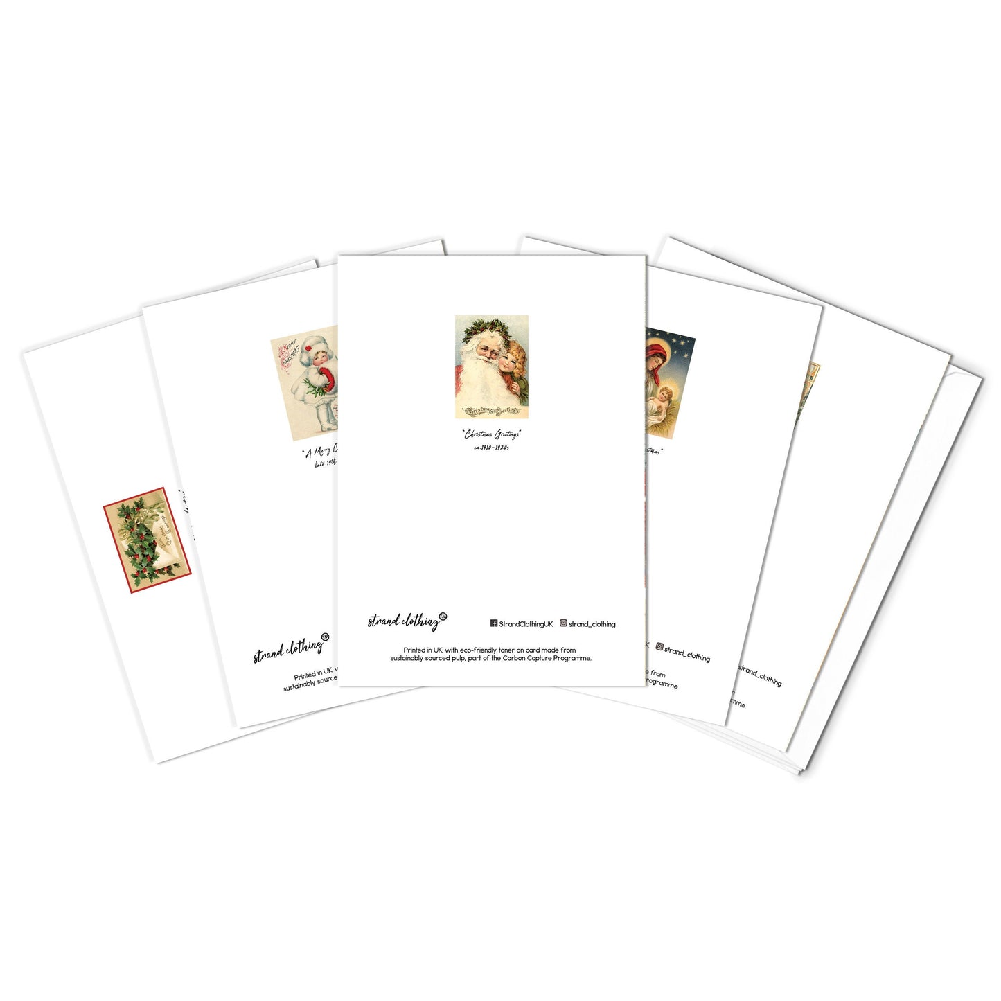 Victorian Greeting Cards Christmas Card Set Xmas Tree New Year Winter Edwardian English British Vintage Retro Santa Angel Cute Unique Pretty