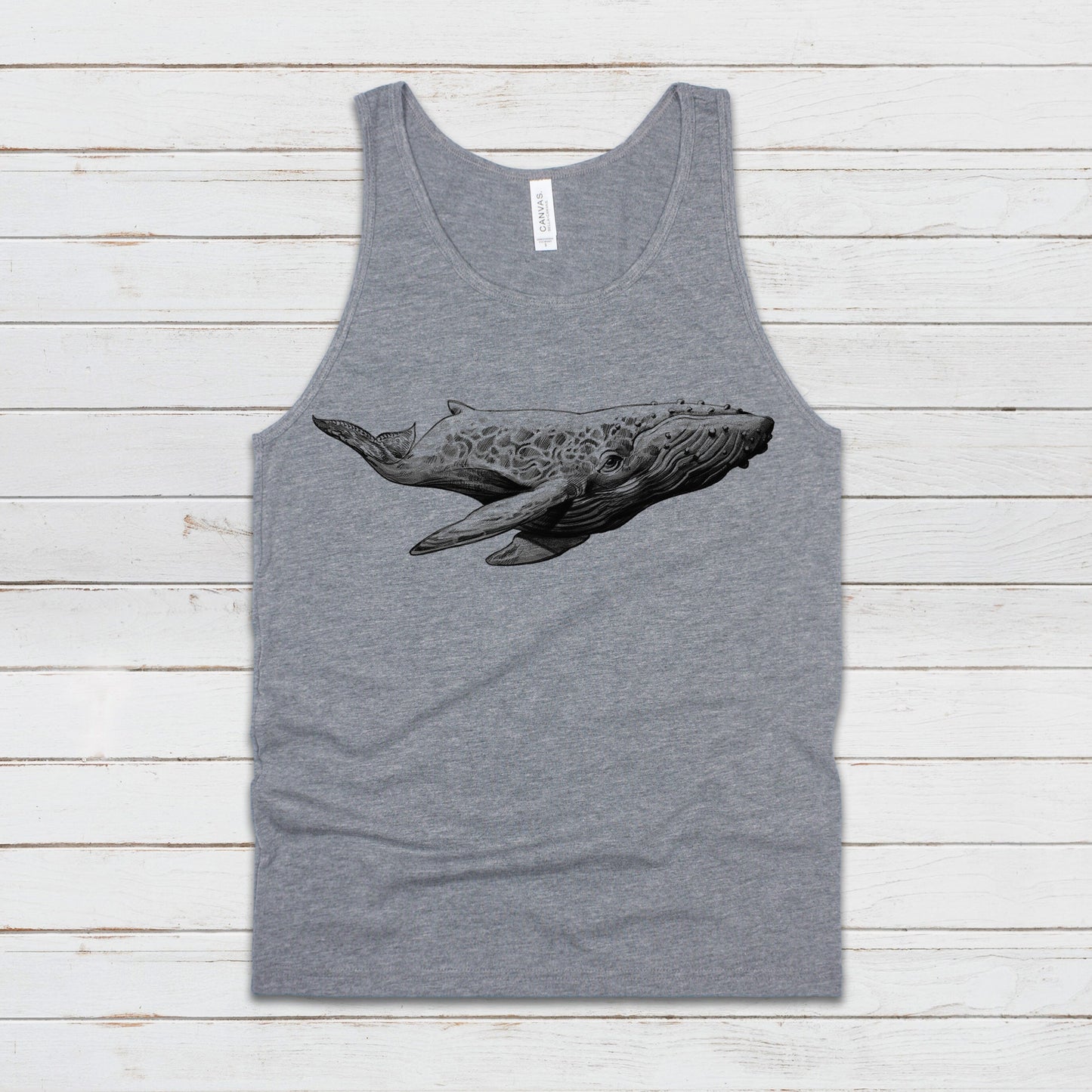 Humpback Whale Tank Top Traditional Art Pencil Drawing Design Print Blue Orca Earth Planet Ocean Beautiful Womens Mens Printed Vest Cami Tee