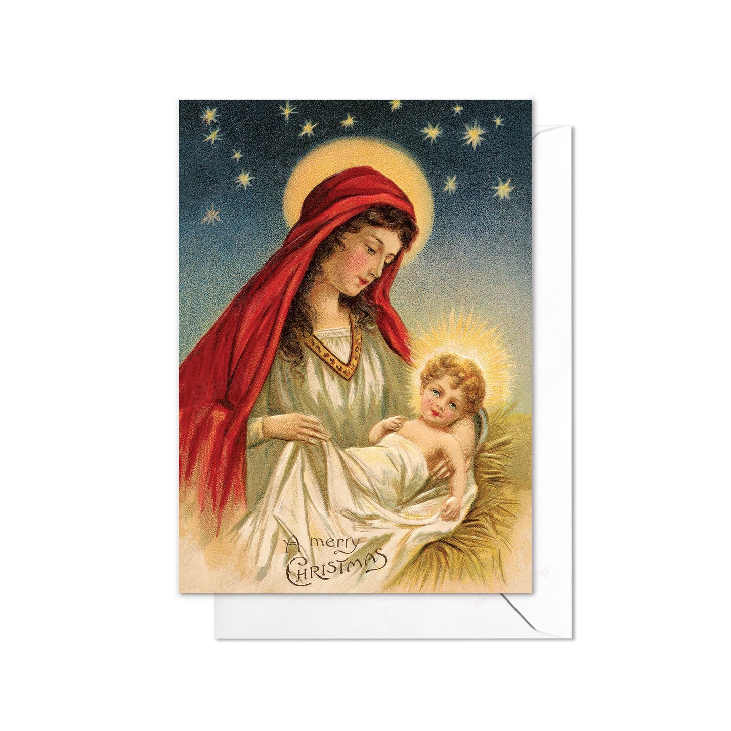 Victorian Greeting Cards Christmas Card Xmas Tree New Year Winter Edwardian Madonna Nativity British Vintage Old Retro Kitsch Pretty - M24