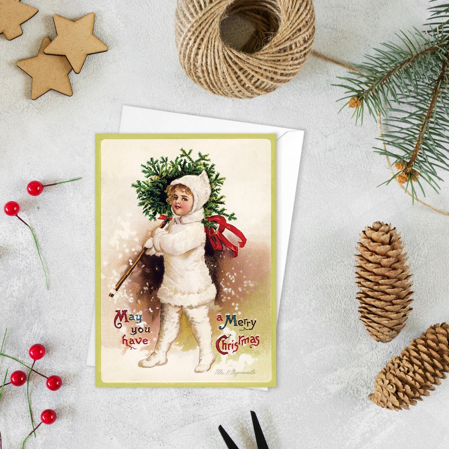 Victorian Greeting Cards Christmas Card Set Xmas Tree New Year Winter Edwardian English British Vintage Retro Santa Robin Angel Cute Unique