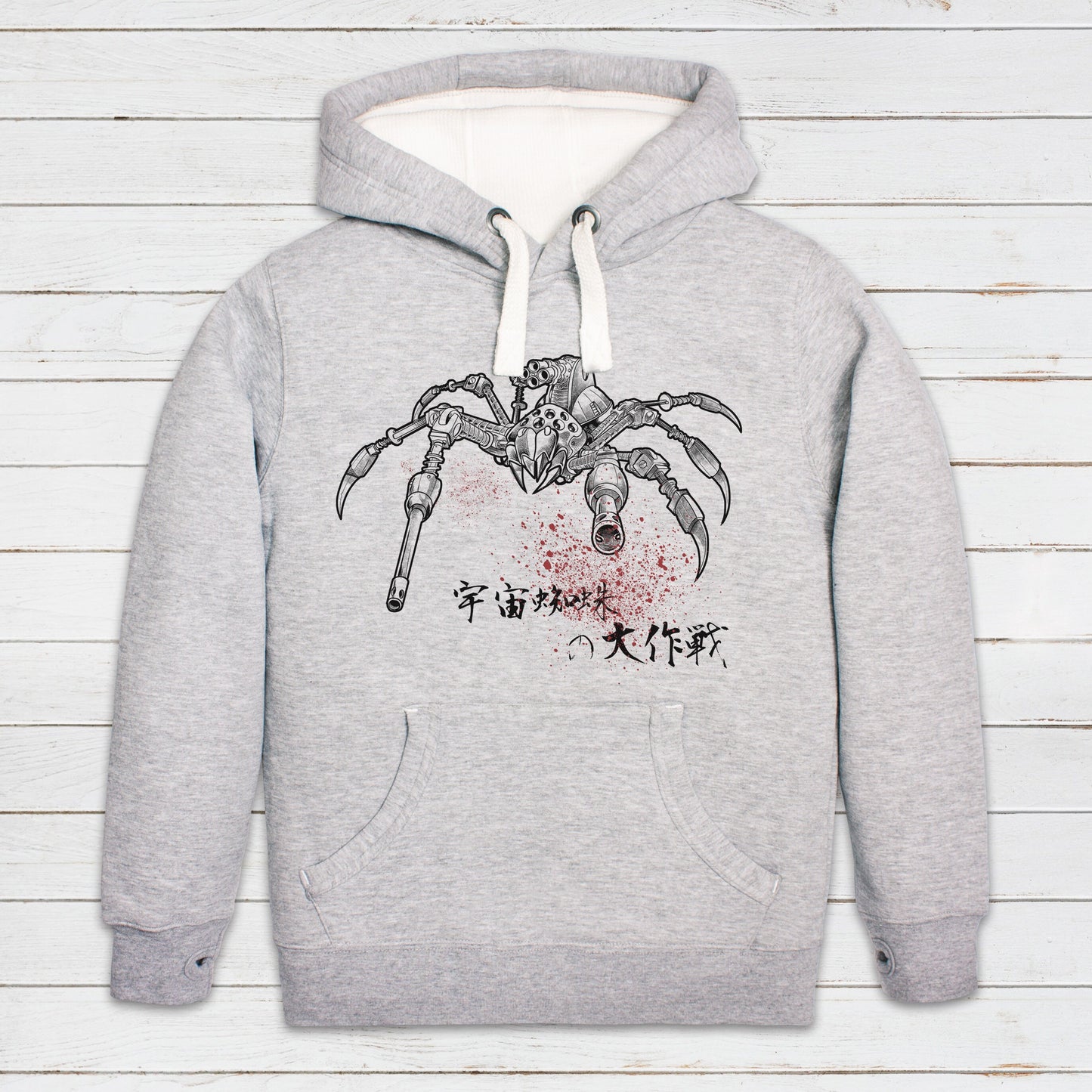 Japanese Robot Spider Attack Hoodie Kaiju Anime Monster Horror Martial Arts Samurai Sci Fi B-Movie Womens Mens Sweatshirt Printed Hooded Top