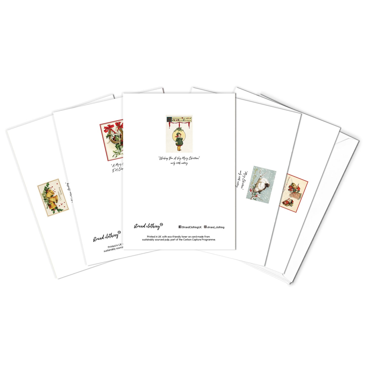 Victorian Greeting Cards Christmas Card Set Xmas Tree New Year Winter Edwardian English British Vintage Retro Santa Robin Angel Cute Pretty