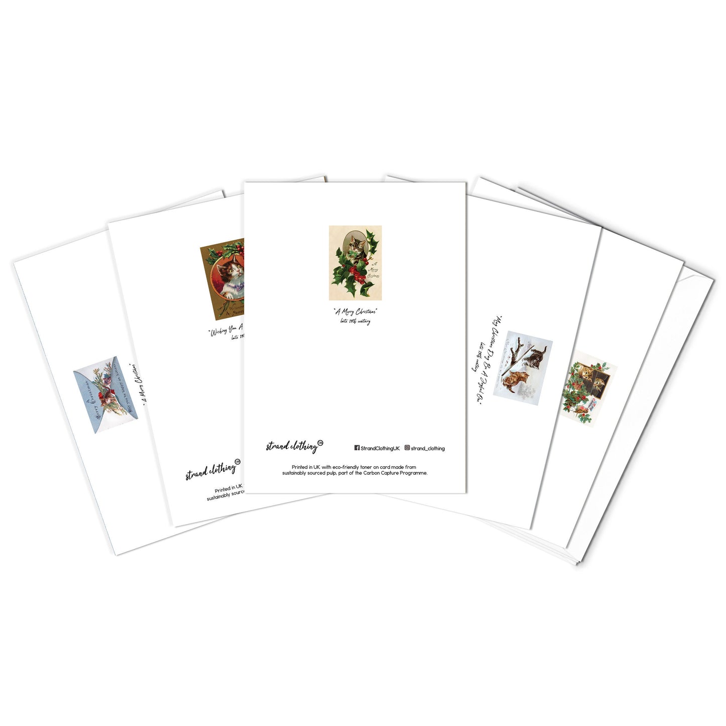 Victorian Greeting Cards Christmas Card Set Xmas Tree New Year Winter Edwardian English British Vintage Retro Santa Robin Cats Kittens Cute