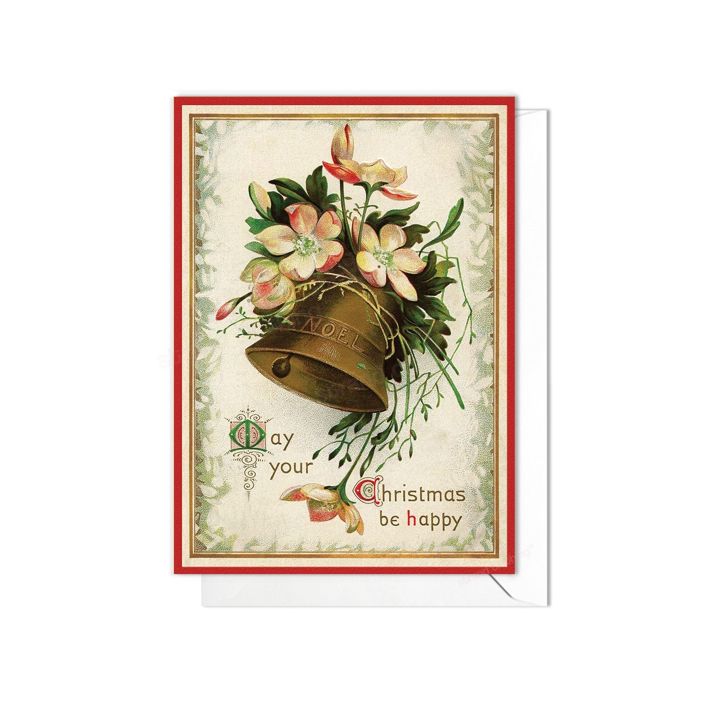Victorian Greeting Cards Christmas Card Set Xmas Bells Tree New Year Winter Edwardian Vintage Antique Retro Santa Beautiful Elegant - B50