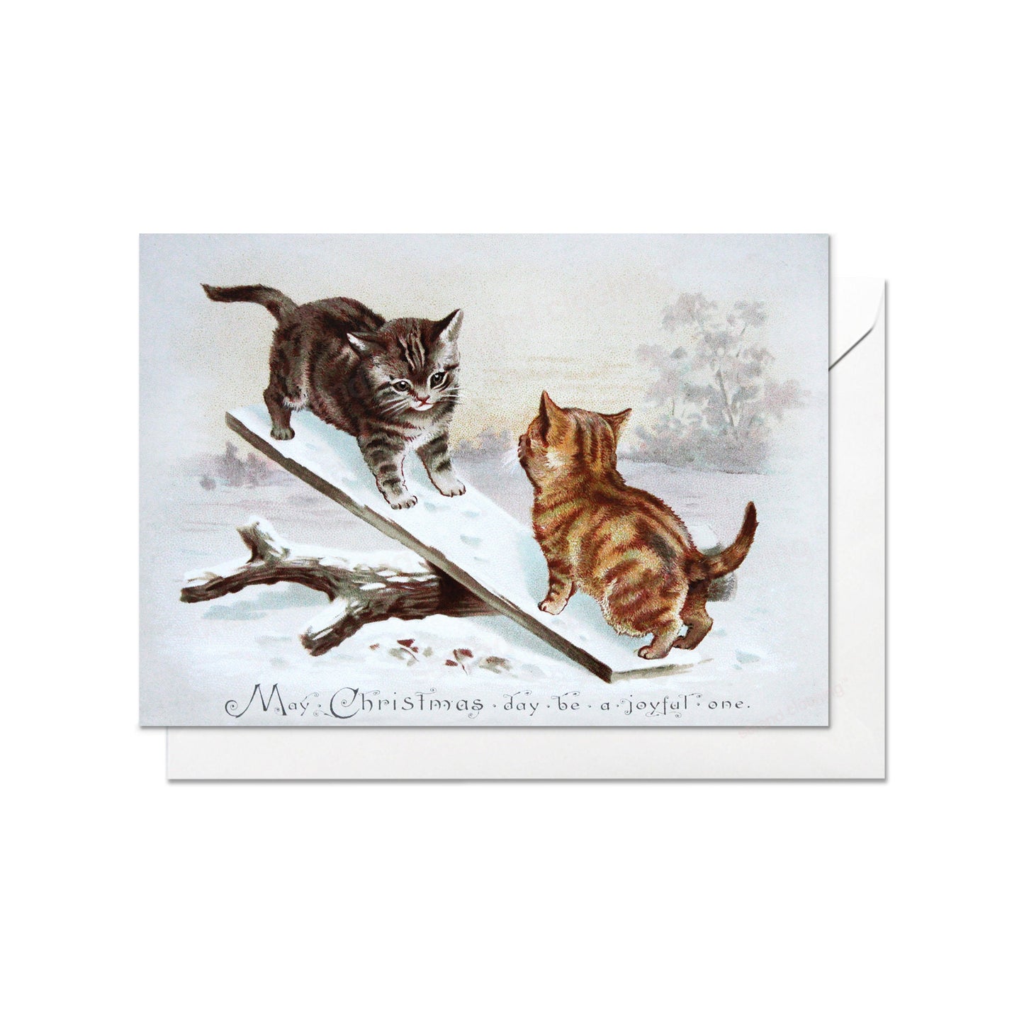 Victorian Greeting Cards Christmas Card Set Xmas Tree New Year Winter Edwardian Vintage Antique Retro Cats Kitten Kawaii Kitsch Cute - K25