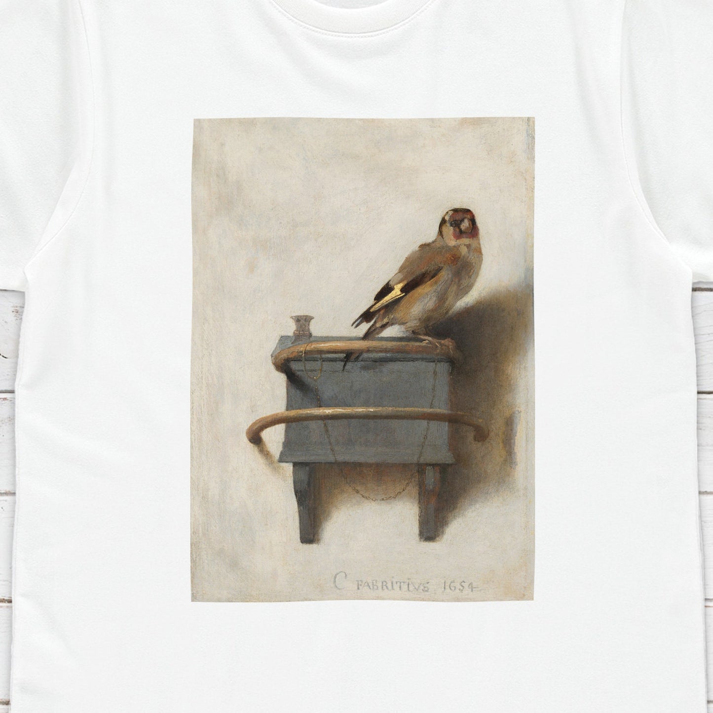 The Goldfinch Art T Shirt Antique Carel Fabritius Painting Het Puttertje Birds Nature Dutch Cute Beautiful Aesthetic Womens Mens Printed Tee
