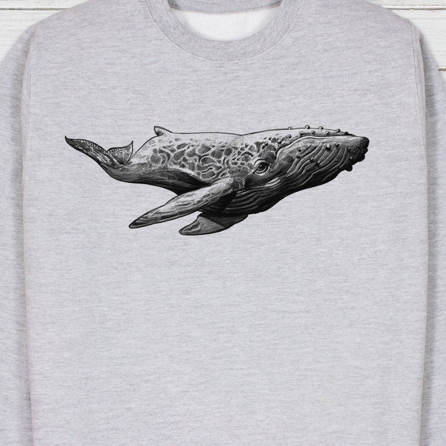 Humpback Whale Sweatshirt Traditional Pencil Drawing Blue Orca Earth Planet Ocean Sea Vegan Print Aesthetic Printed Womens Mens Jumper Top