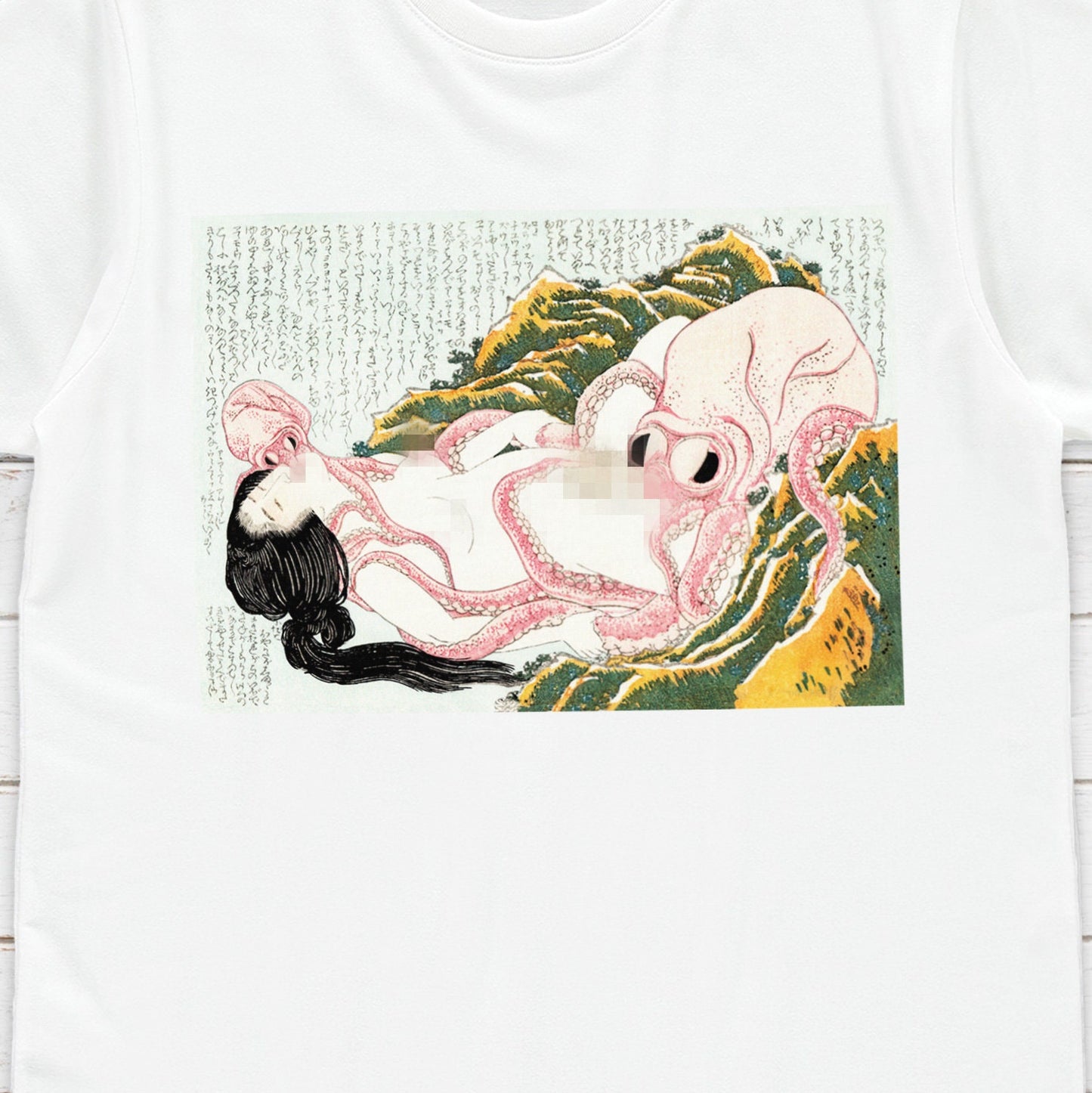 Japanese Ukiyo-e T Shirt Woodblock Art Hokusai Ama Diver Octopuses Shunga Tattoo Japan Kanji Calligraphy Womens Mens Graphic Printed Tee Top