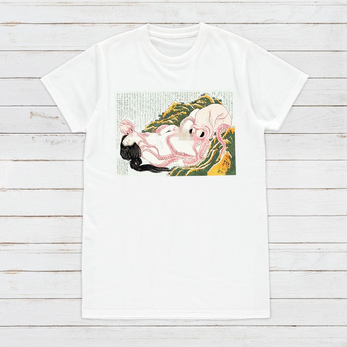 Japanese Ukiyo-e T Shirt Woodblock Art Hokusai Ama Diver Octopuses Shunga Tattoo Japan Kanji Calligraphy Womens Mens Graphic Printed Tee Top