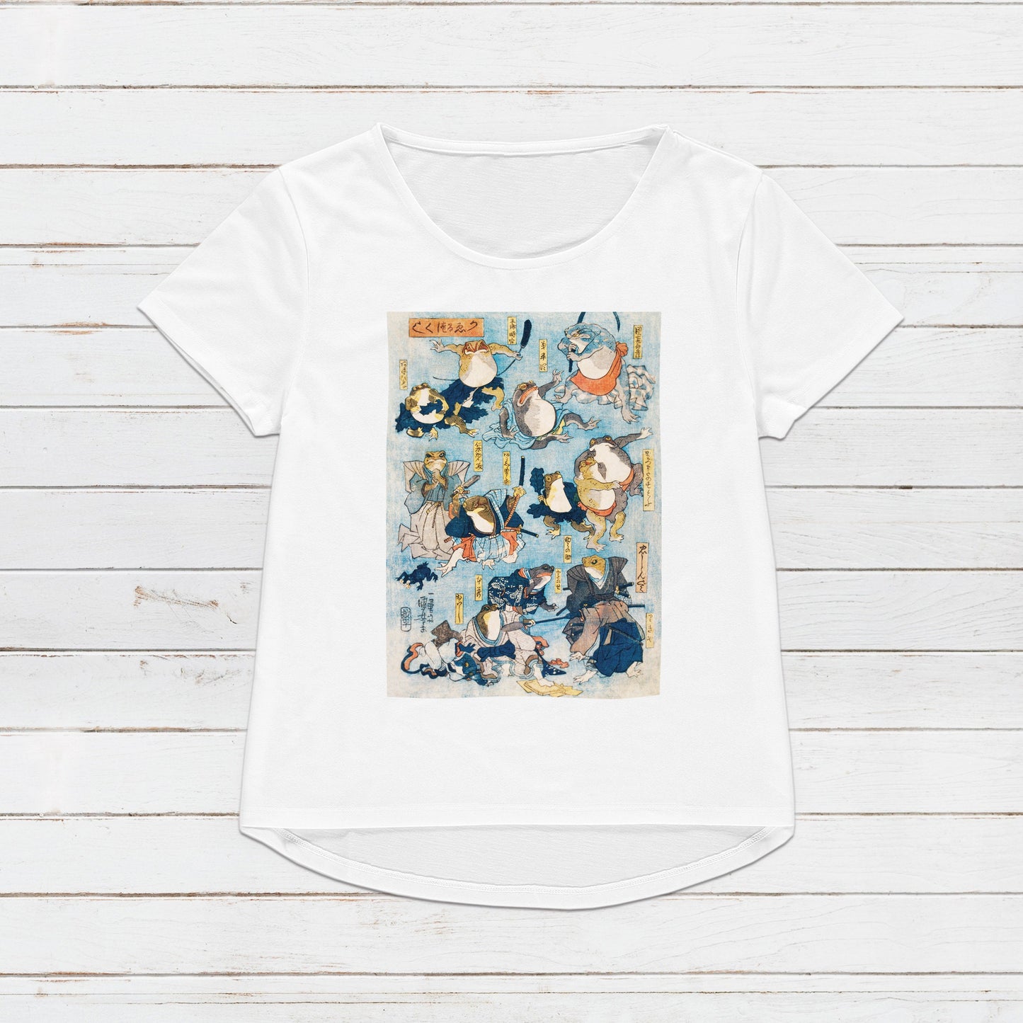 Japanese Ukiyo-e T Shirt Woodblock Art Samurai Ninja Frogs Kabuki Toad Tattoo Funny Cute Kawaii Calligraphy Womens Mens Graphic Printed Tee