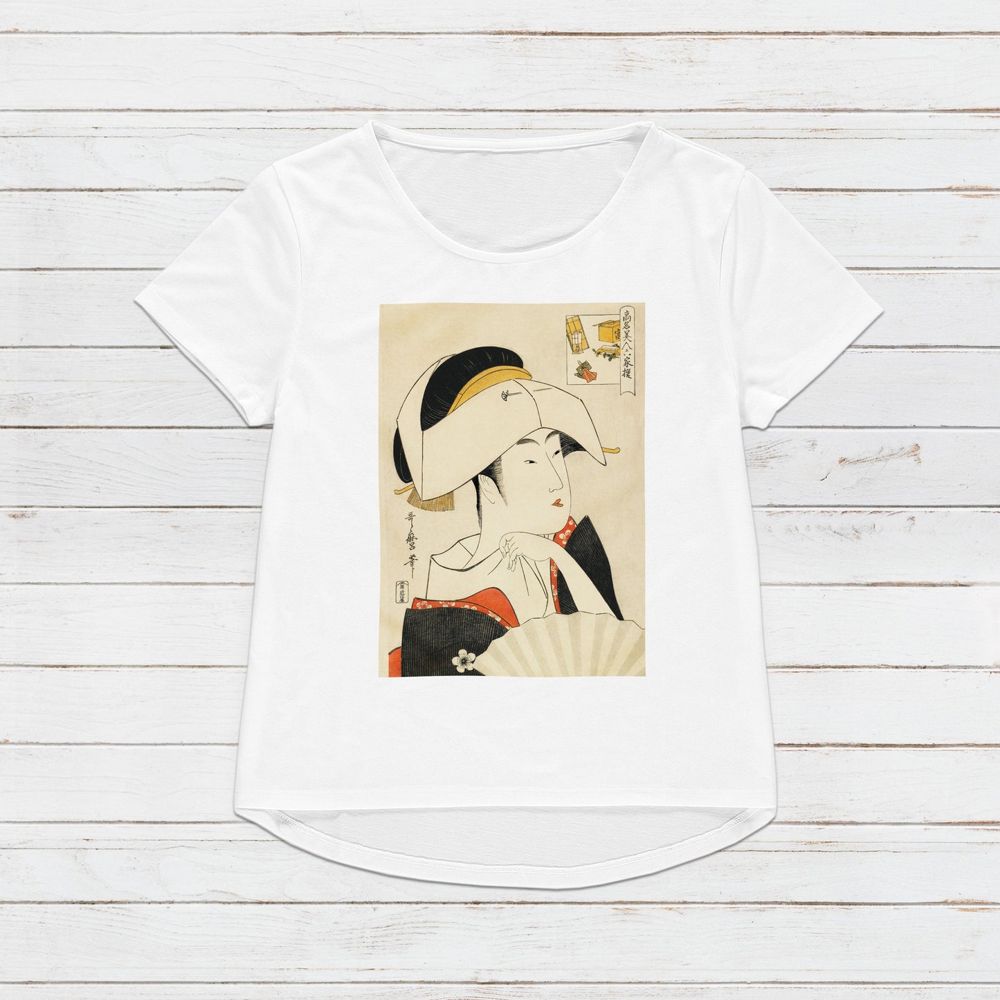 Japanese Ukiyo-e T Shirt Woodblock Art Kitagawa Utamaro Geisha Maiko Elegant Cute Kimono Japan Calligraphy Womens Mens Graphic Printed Tee