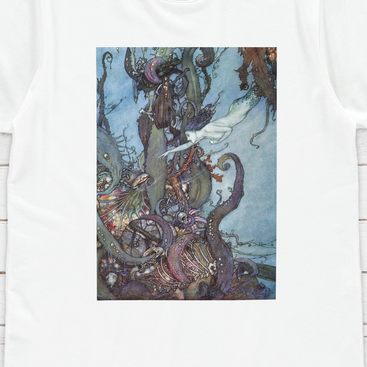 Mermaid Art T Shirt Edmund Dulac Aesthetic Victorian Pretty Fairy Princess Soft Grunge Pre-Raphaelite Y2K 90s Gift Womens Mens Printed Tee