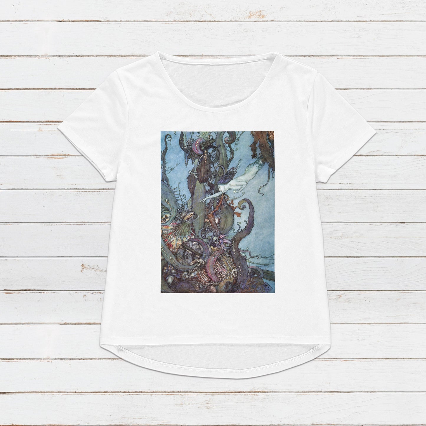 Mermaid Art T Shirt Edmund Dulac Aesthetic Victorian Pretty Fairy Princess Soft Grunge Pre-Raphaelite Y2K 90s Gift Womens Mens Printed Tee